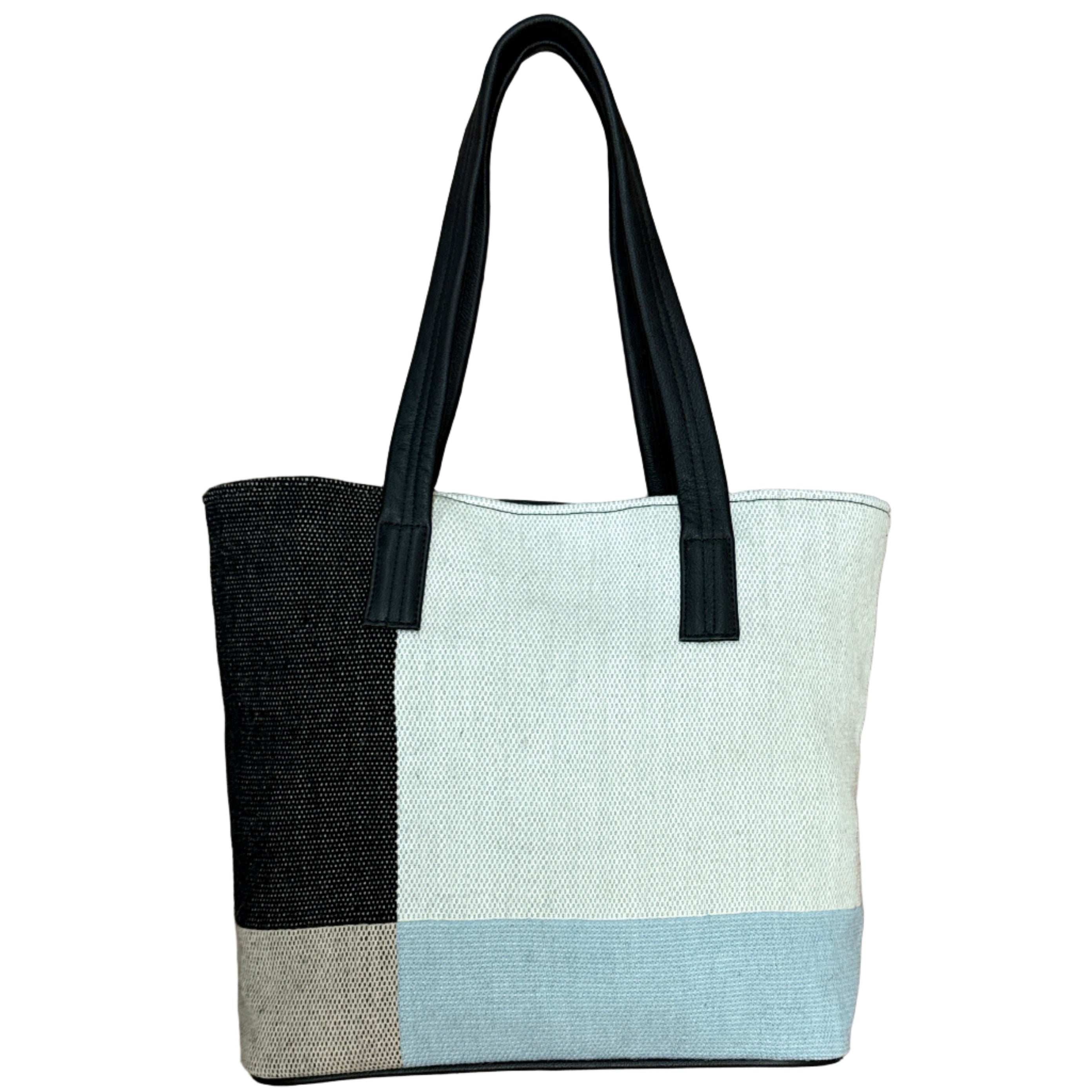 Handmade Woven Leather Black Tote Bag Peru