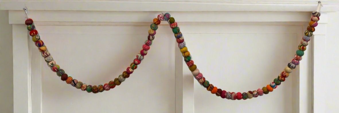 Upcycled Saree Wrapped Bead Garland - India