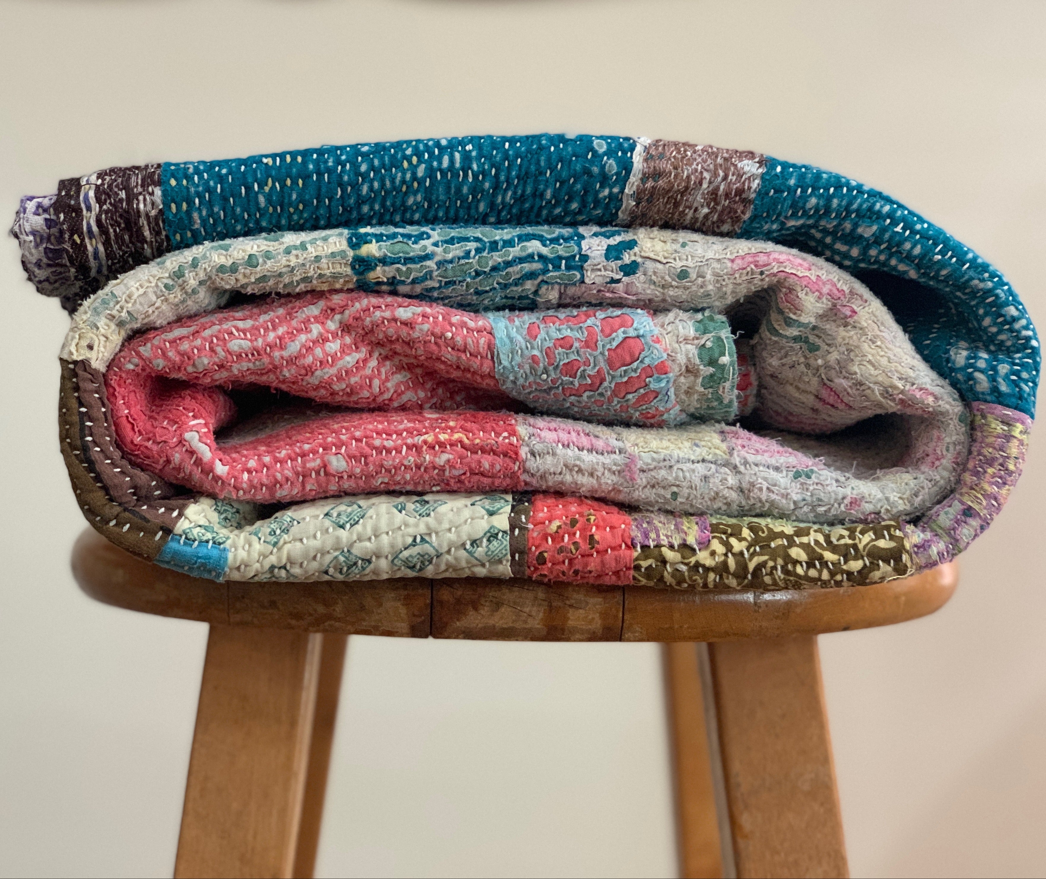 Handmade Kantha Forest Patchwork Quilt India