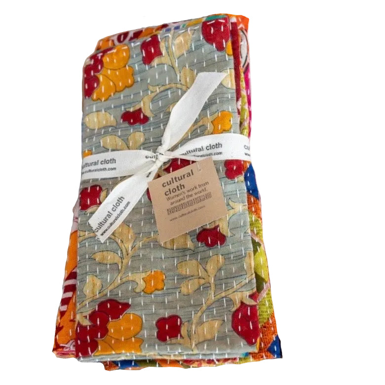Handwoven Kantha Napkin Set of 4 India