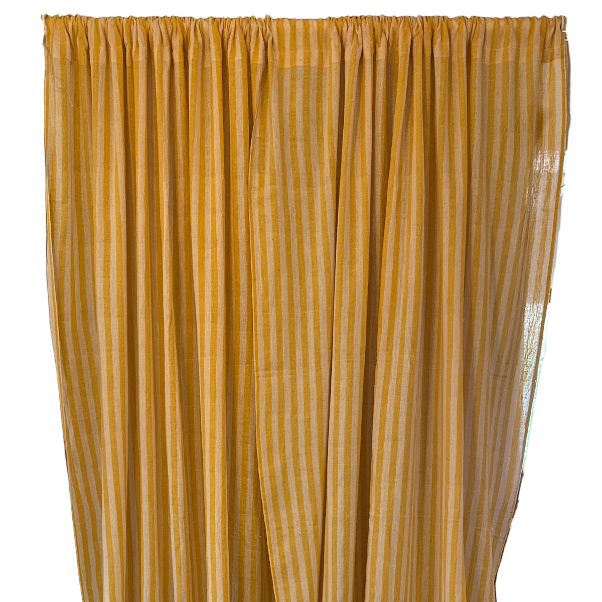 Handwoven Organic Cotton Gold Awning Curtain Pair India