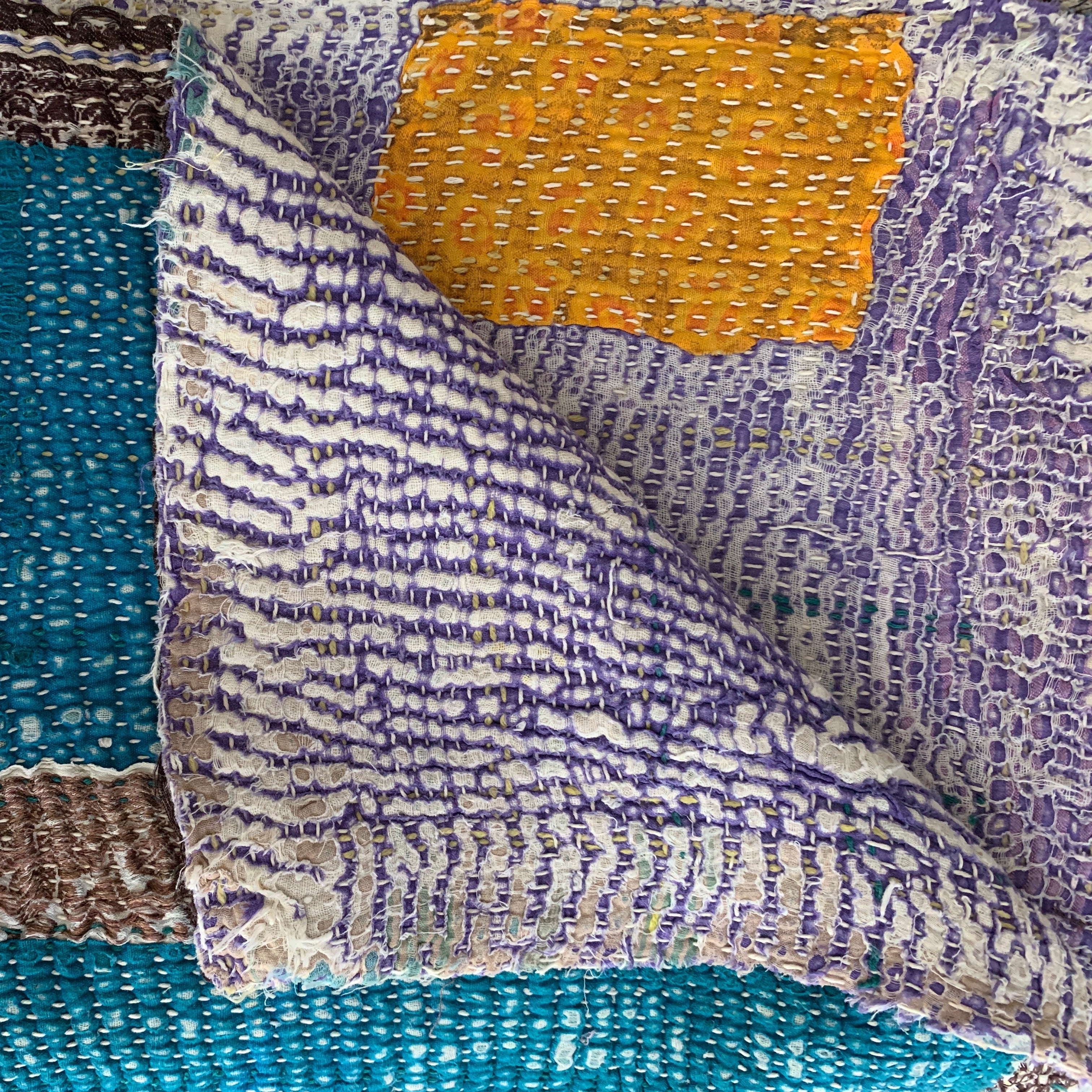 Handmade Kantha Forest Patchwork Quilt India