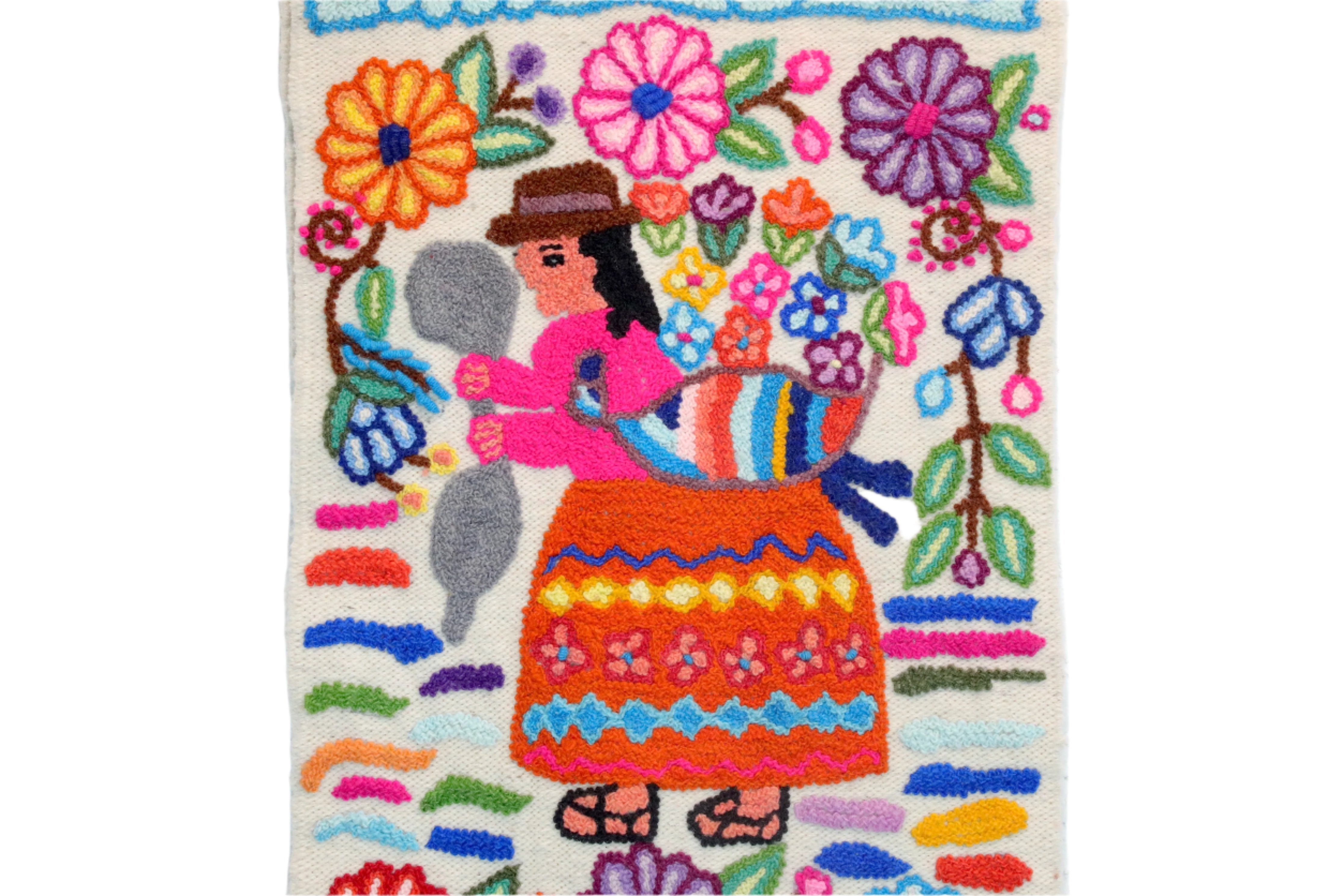 Handwoven Hand Embroidered Wool Table Runner Peru - Story