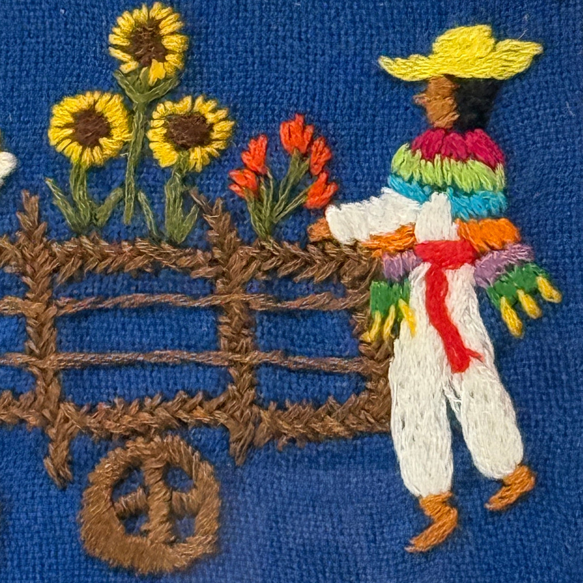 Embroidered Flower Wagon Frame Mexico