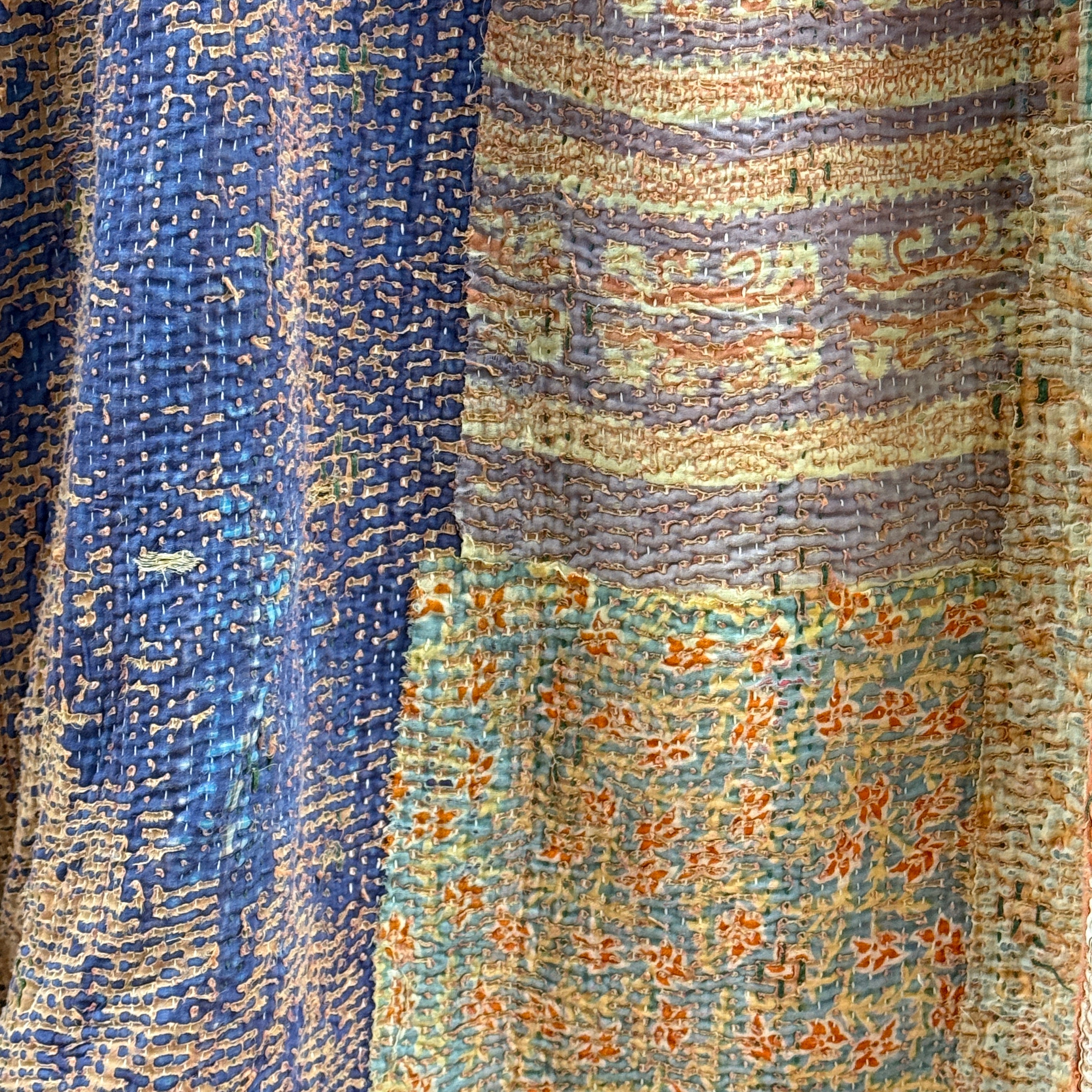 Handmade Brown Kantha Patchwork Quilt India