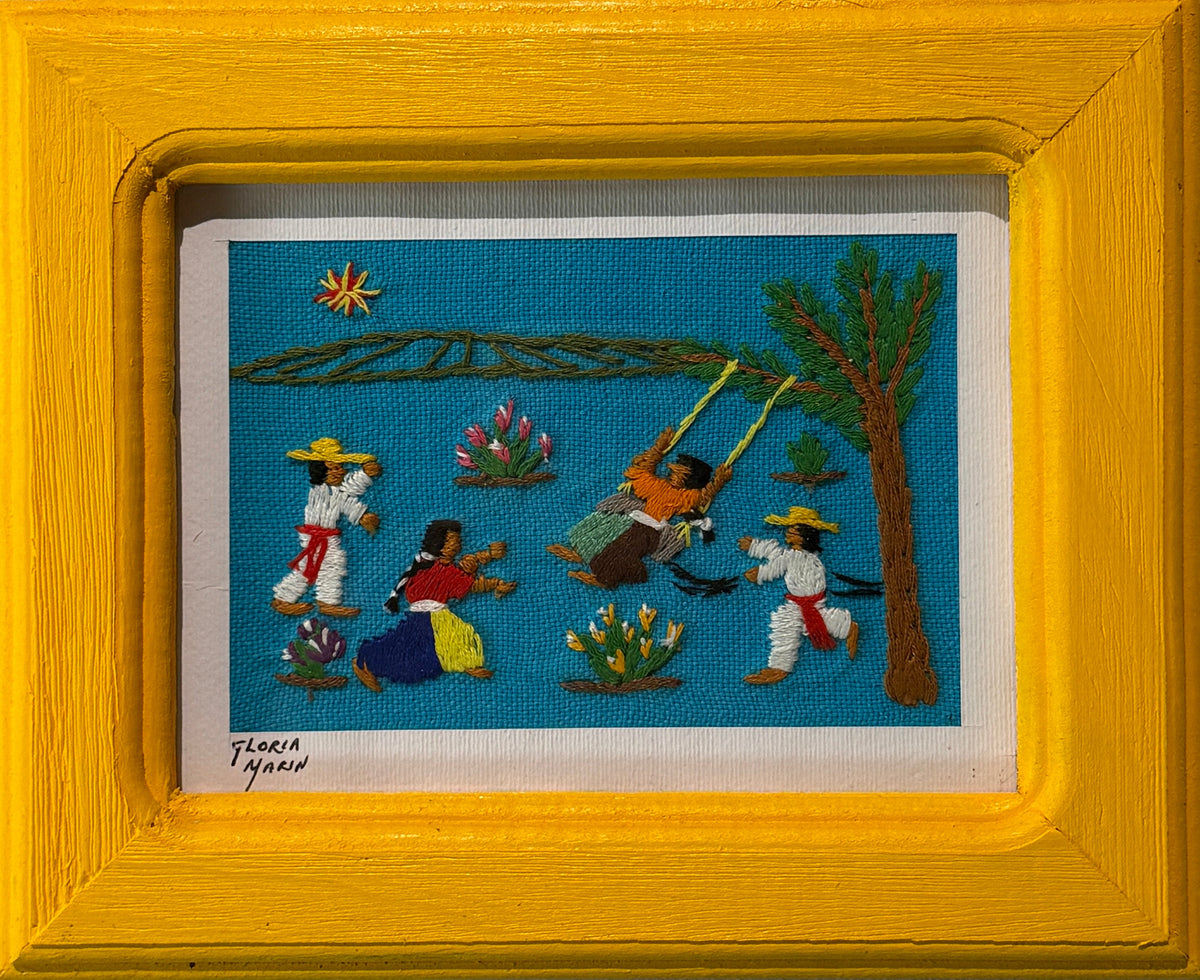 Embroidered Kids Playing Frame Mexico