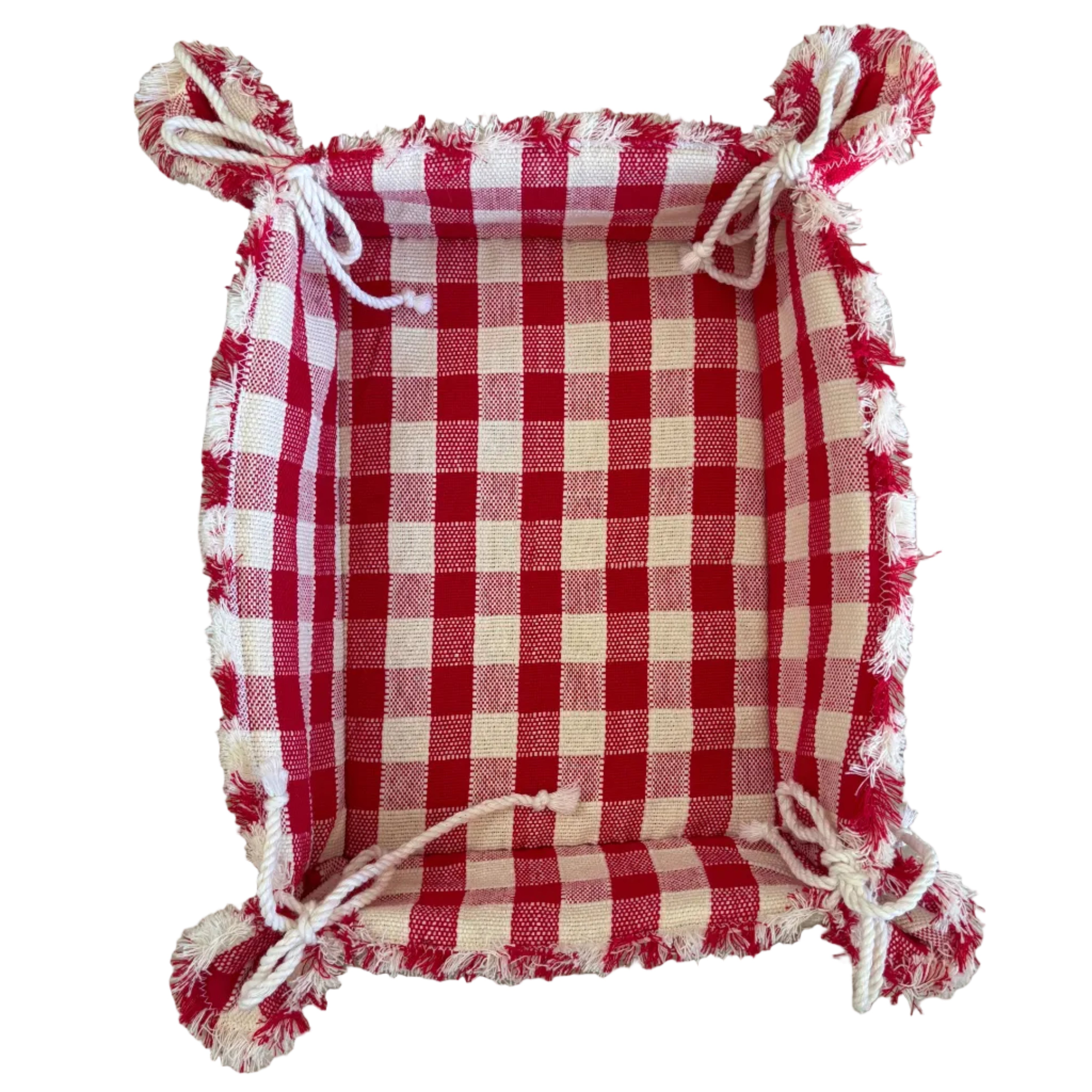 Handwoven Red Cotton Bread Basket Mexico