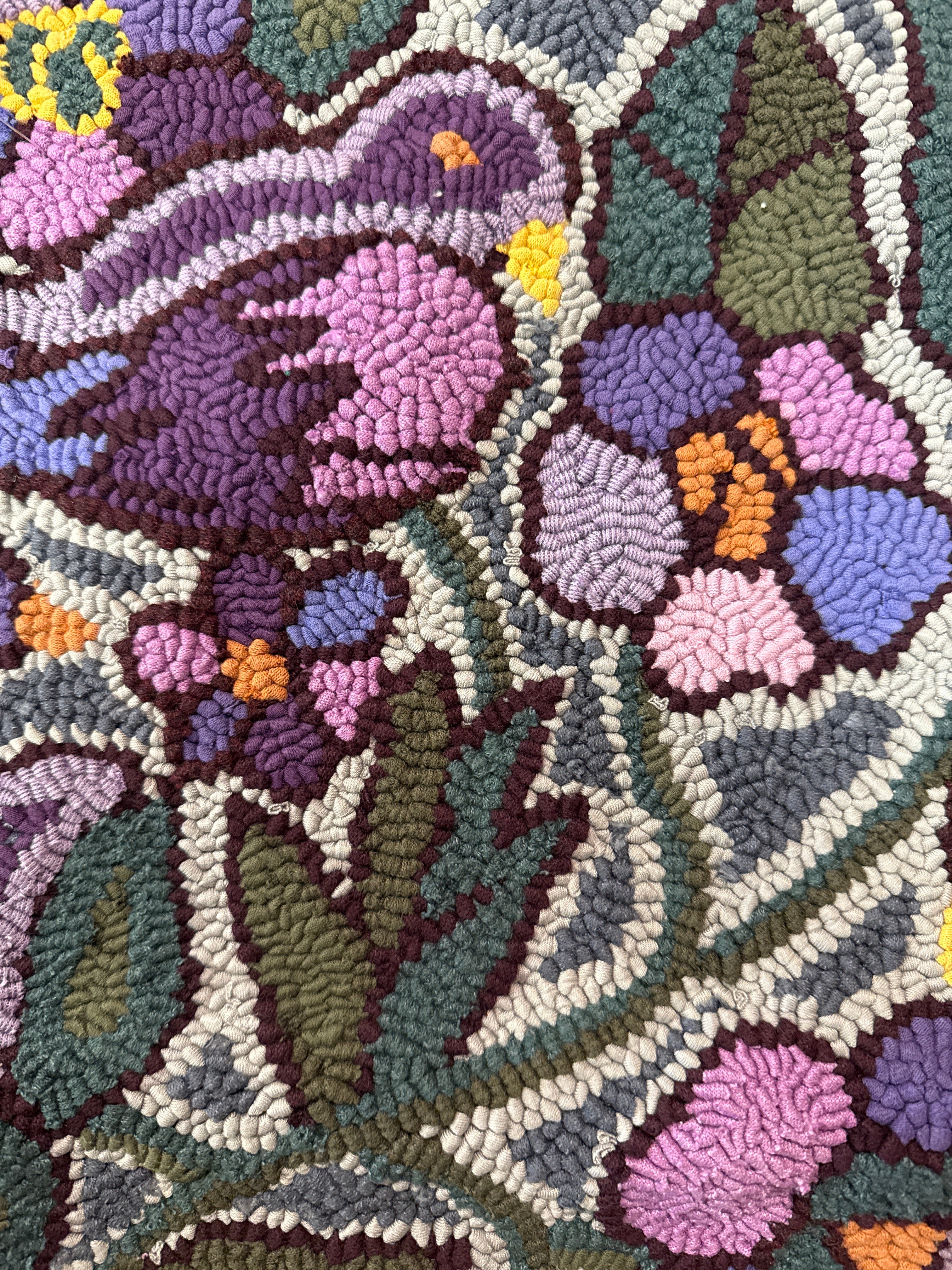 Small Violet Handmade Hooked Rug Recycled Clothing Guatemala