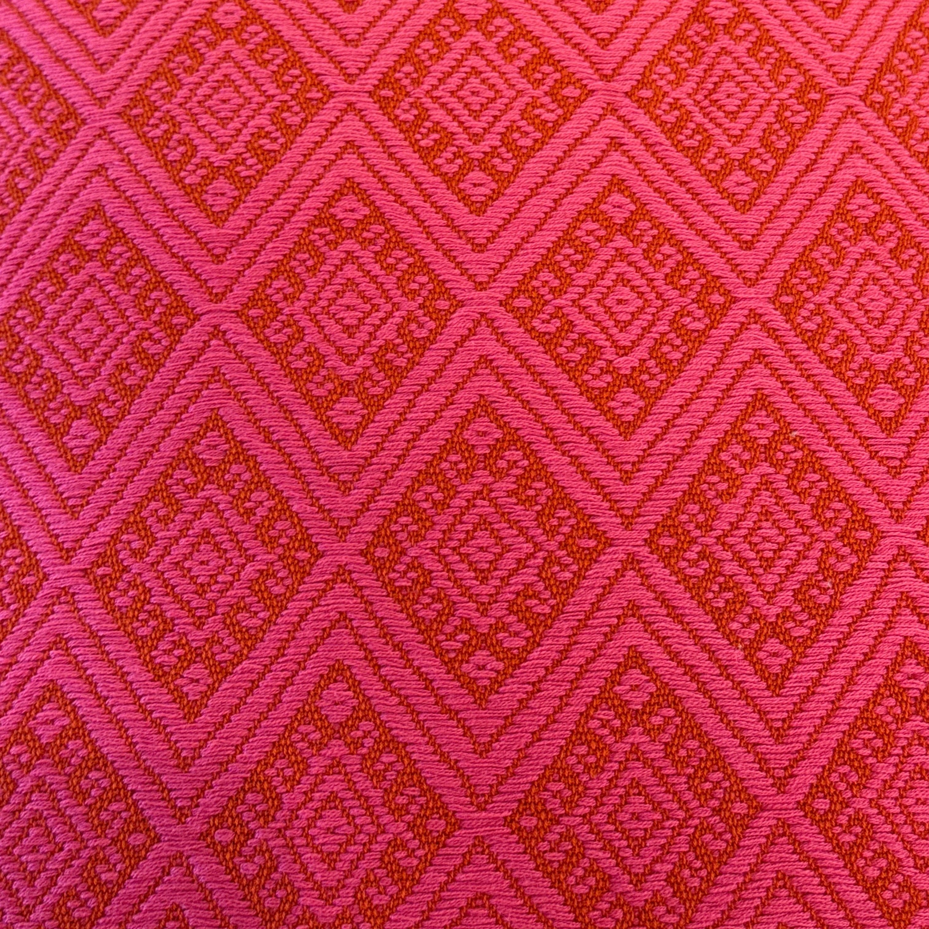Handwoven Pink Brocade Cotton Pillow Mexico (15x15)