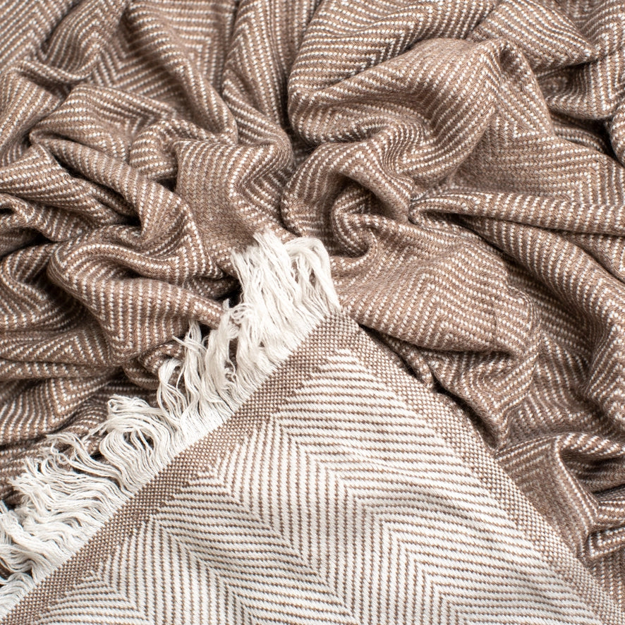 Handmade Cashmere Throw Nepal - Brown (56X90)