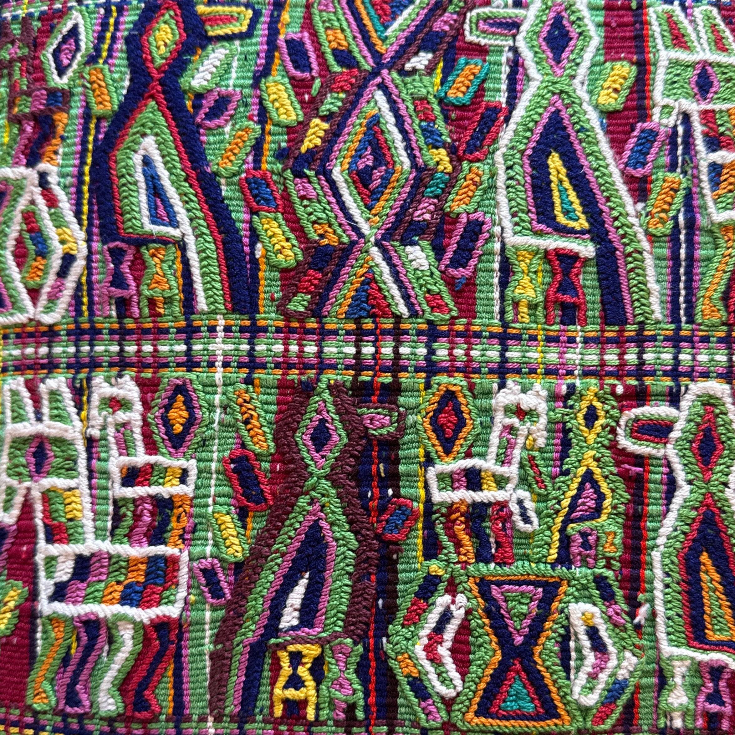 Hand Woven and Embroidered Geometric Pillow Guatemala (18 x 18)