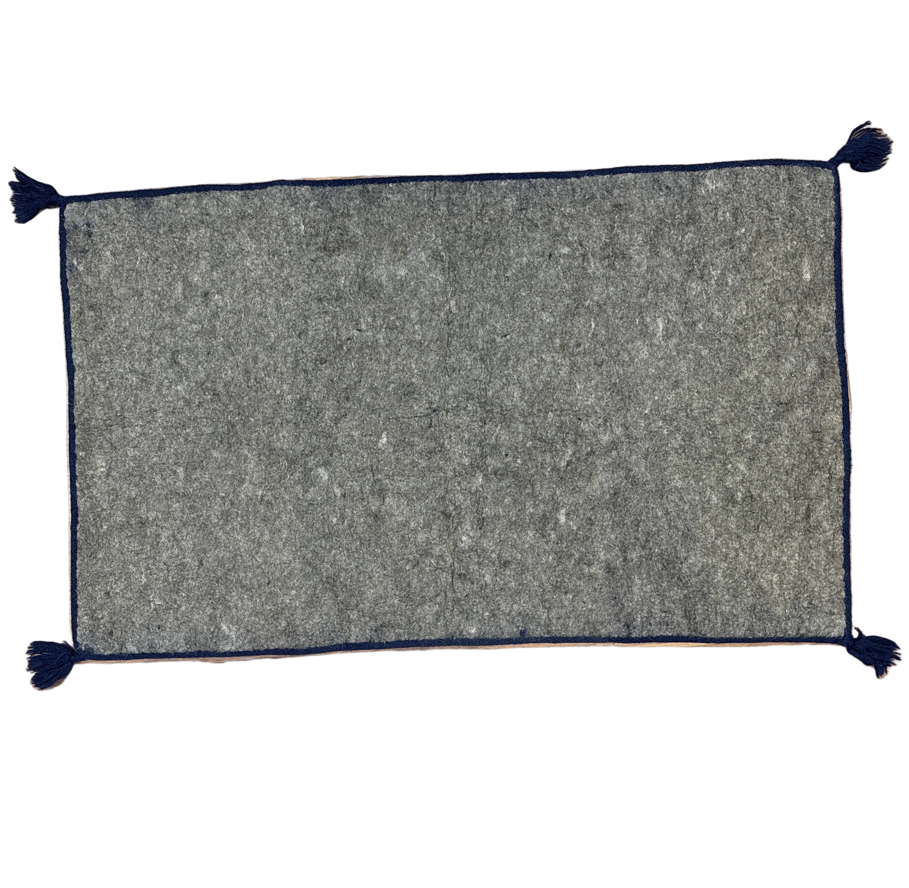 Handmade Wool Felt Blue Spiral Flowers Rug Afghanistan (30x48)