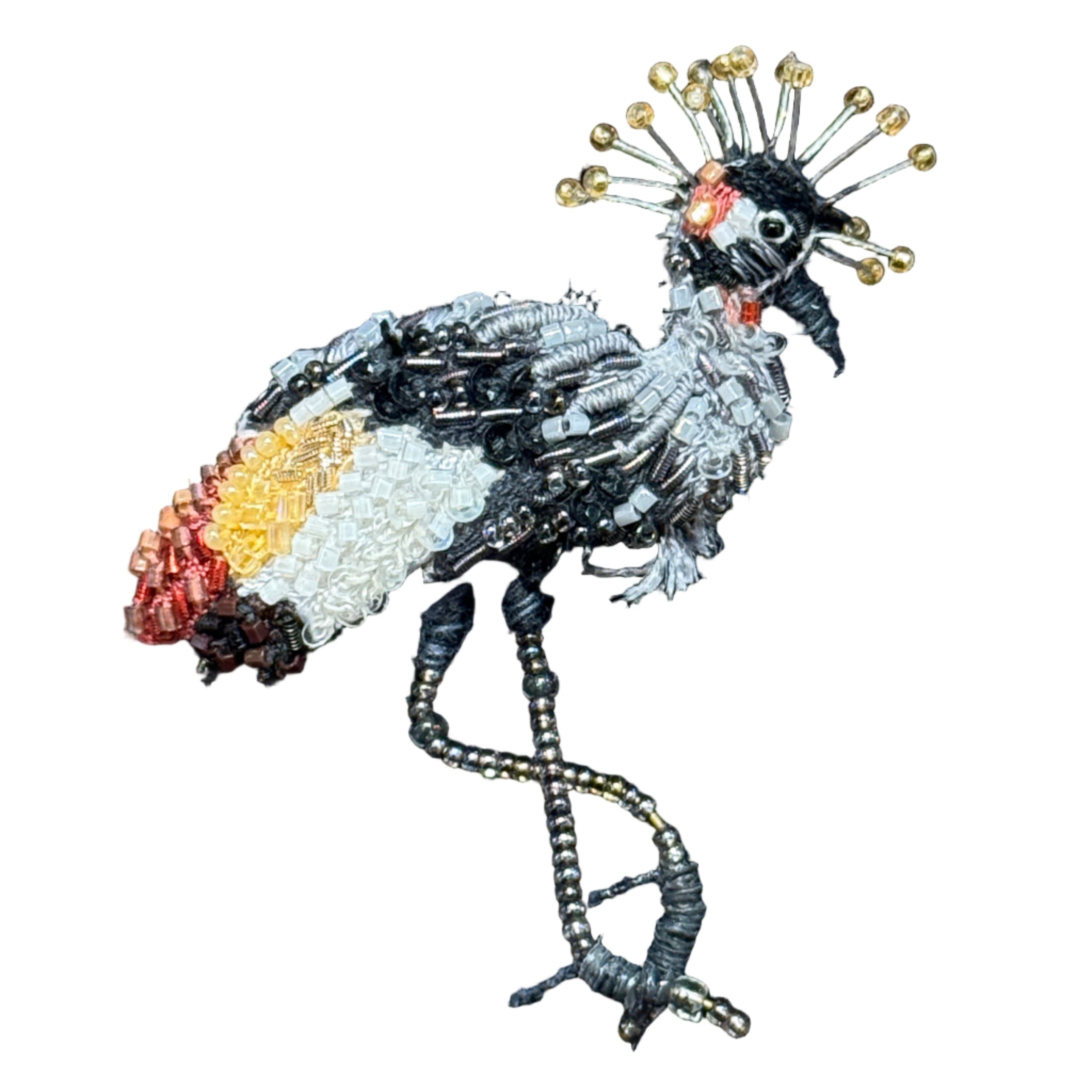 Embroidered Brooch - Crowned Crane India