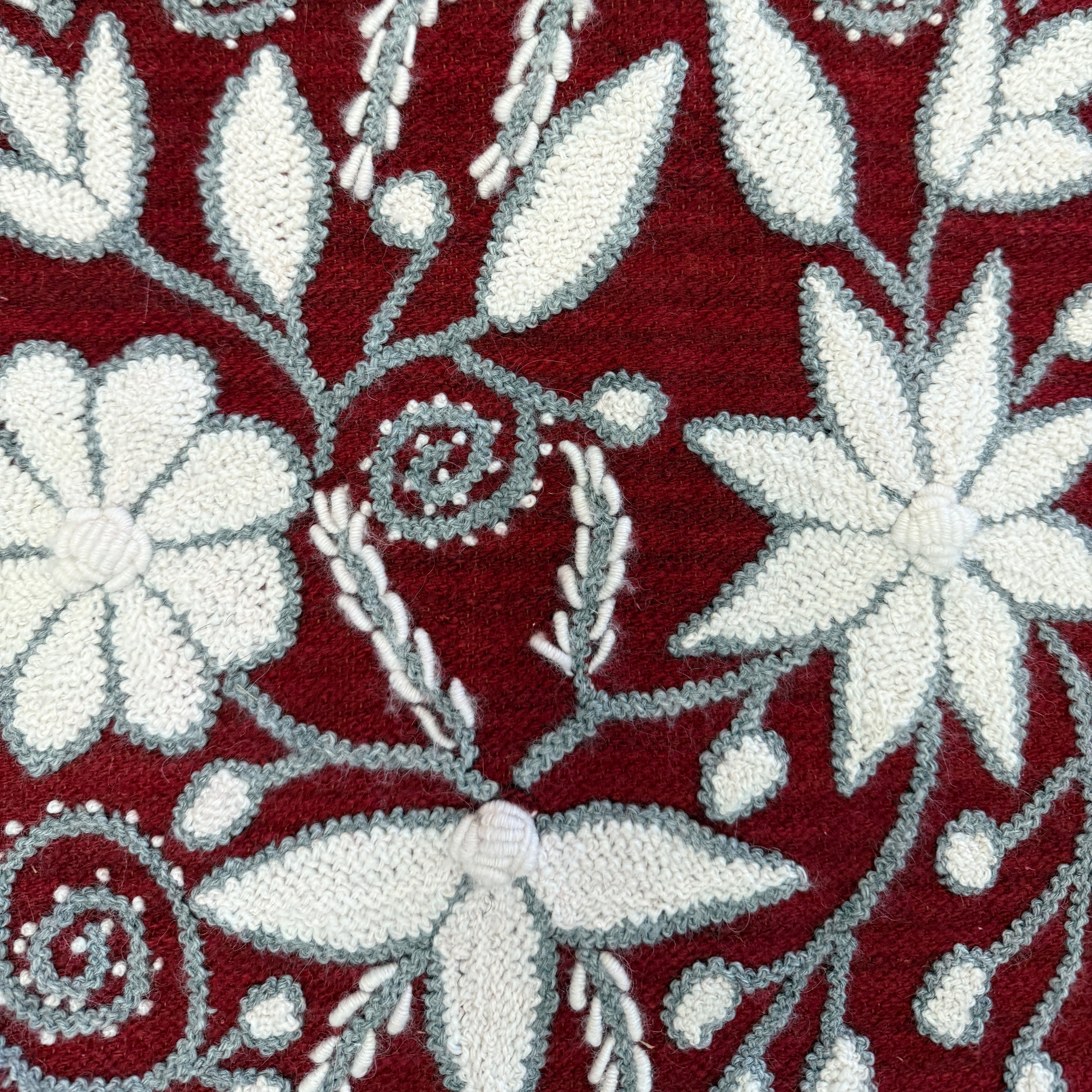 Embroidered Red Wool Table Runner Peru