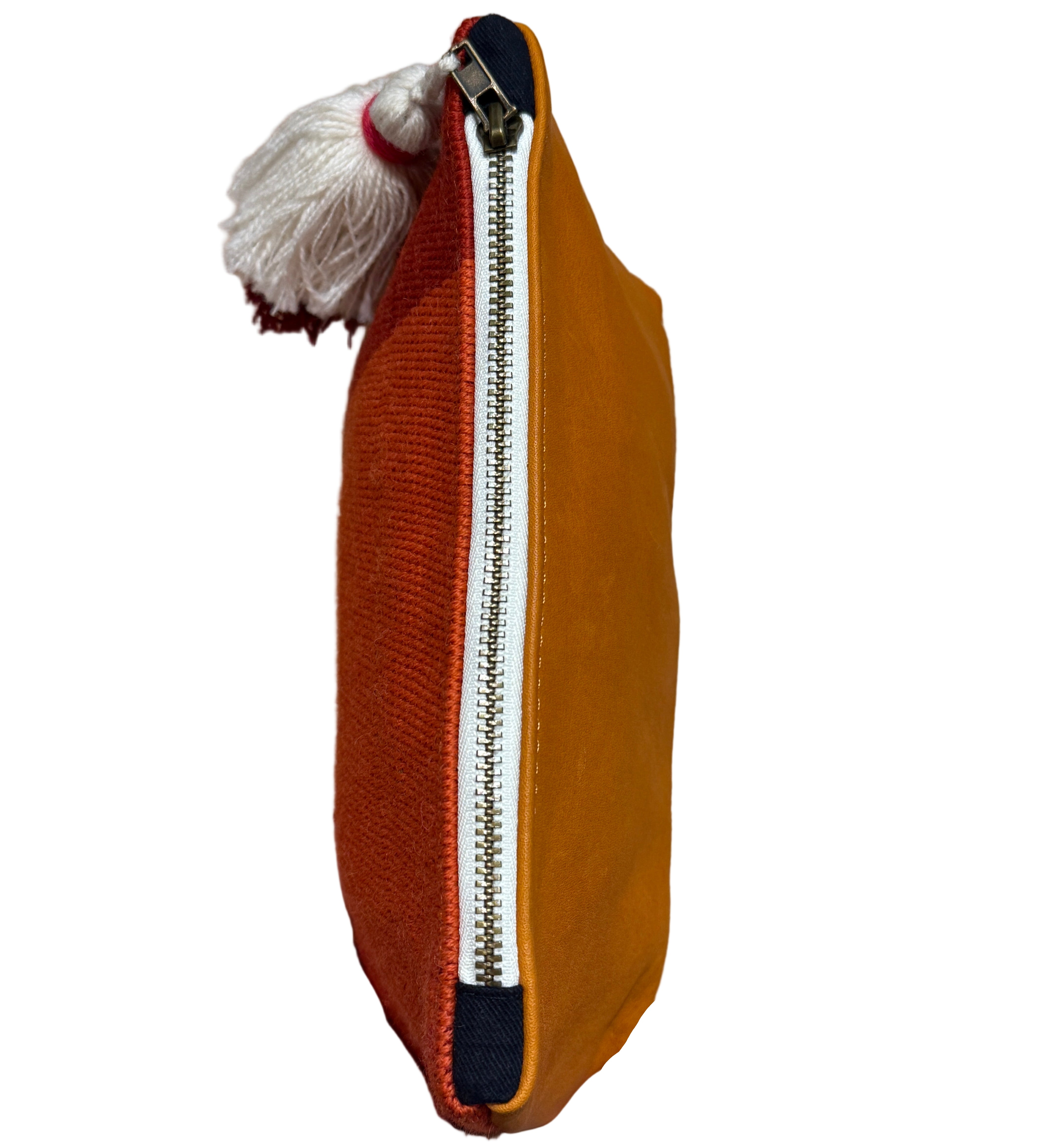 Handmade Woven Leather Magenta Cosmetic Bag Peru