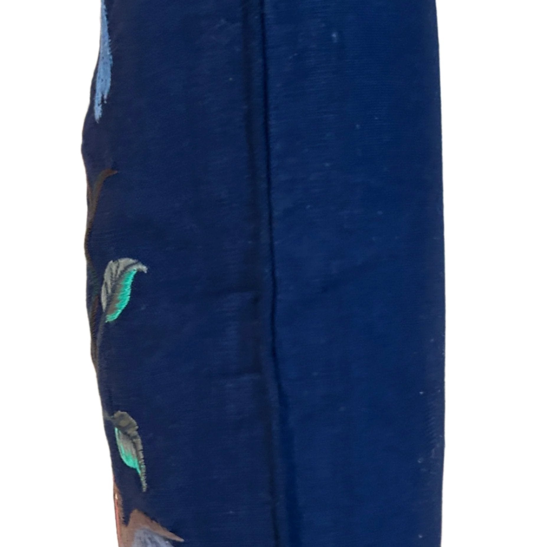 Embroidered Bird Lumbar Pillow Navy Guatemala (12x20)