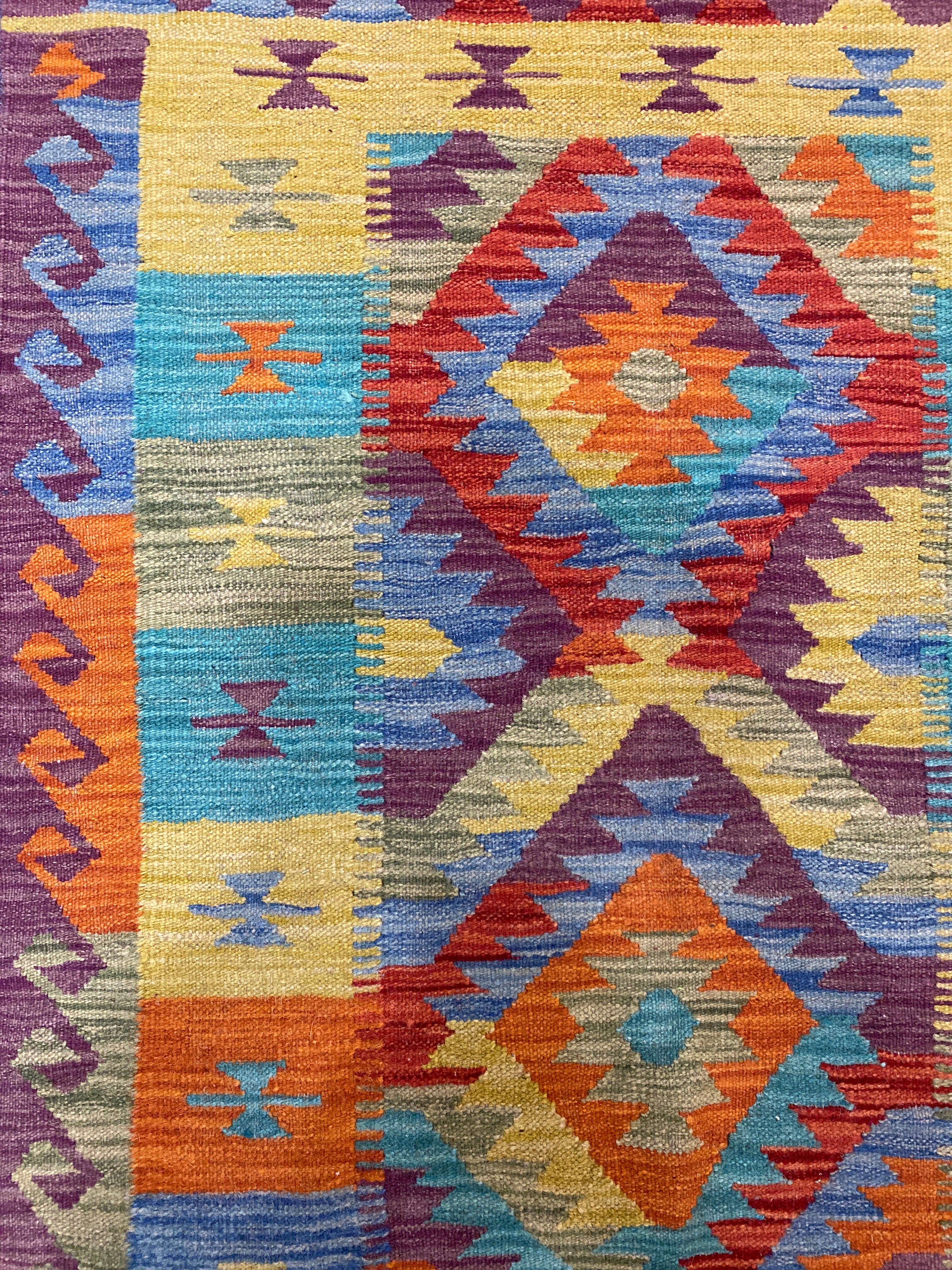 Handwoven Wool Kilim Runner Rug  Afghanistan 39x59 - 24035