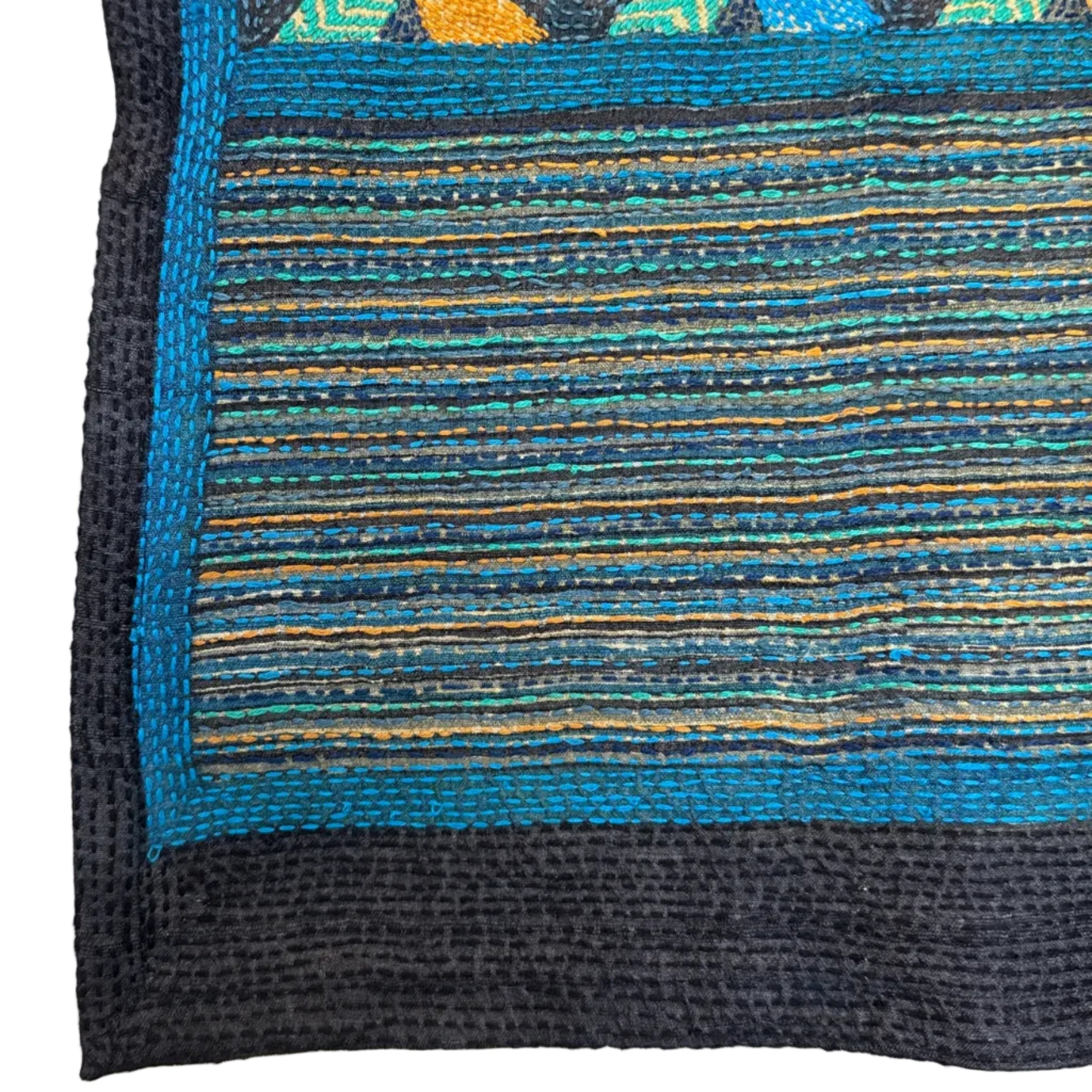 Silk Kantha Stitched Prantik Nakshi Scarf India