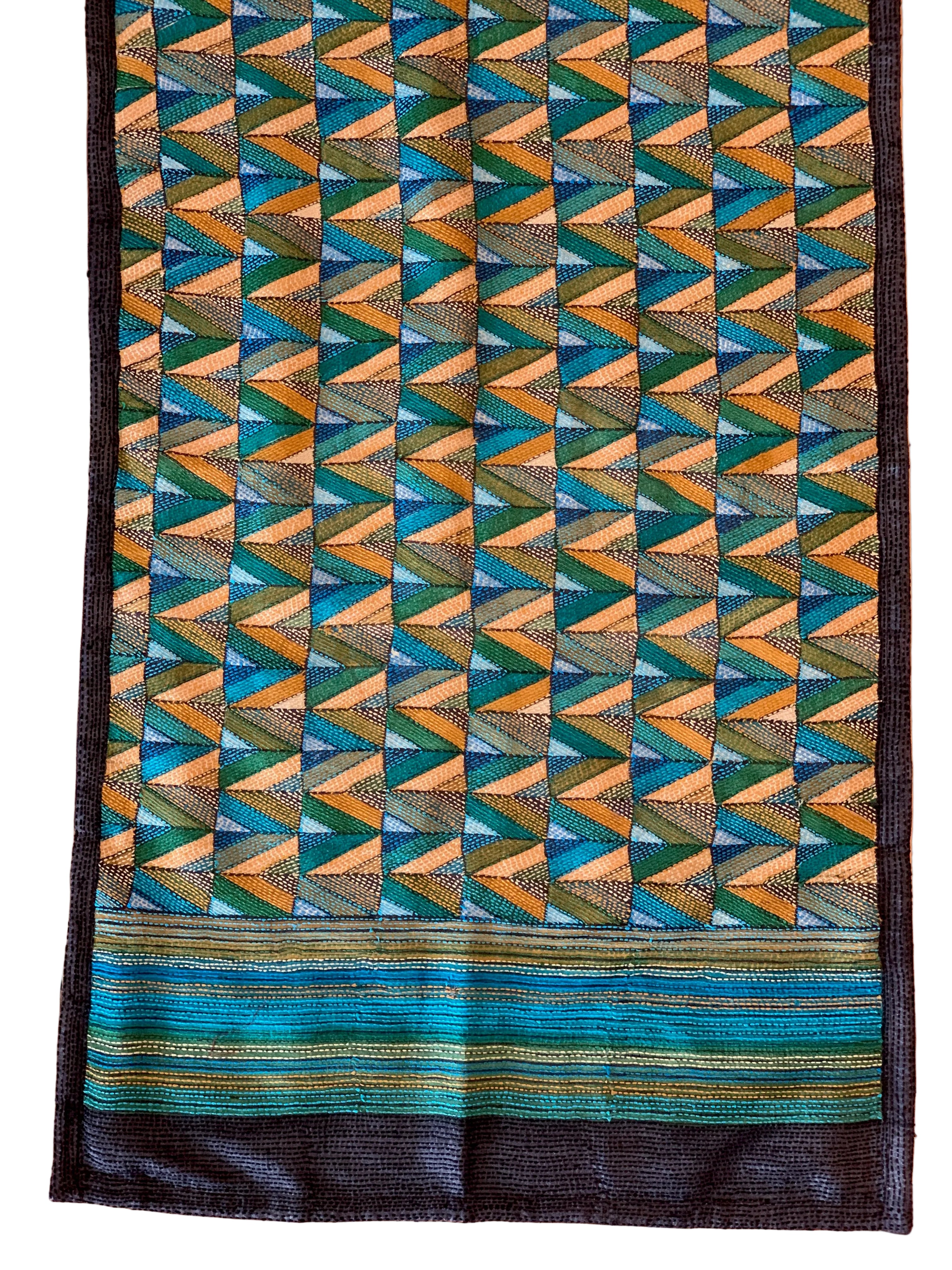 Kantha Stitched Sea Prantik Scarf India