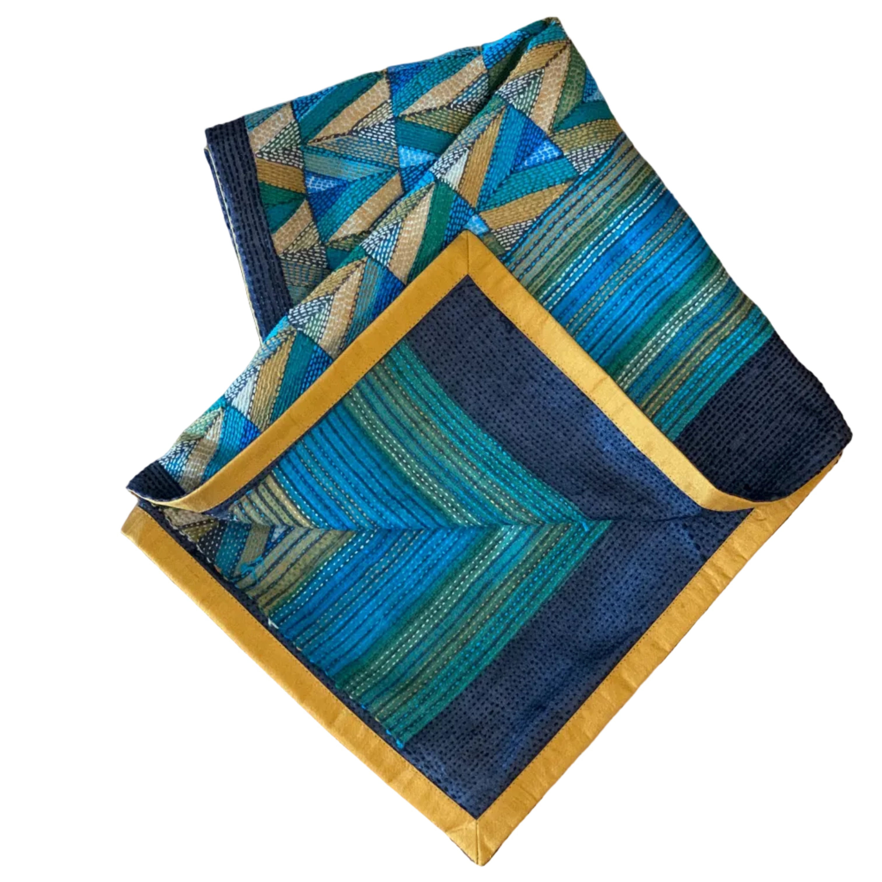 Kantha Stitched Sea Prantik Scarf India