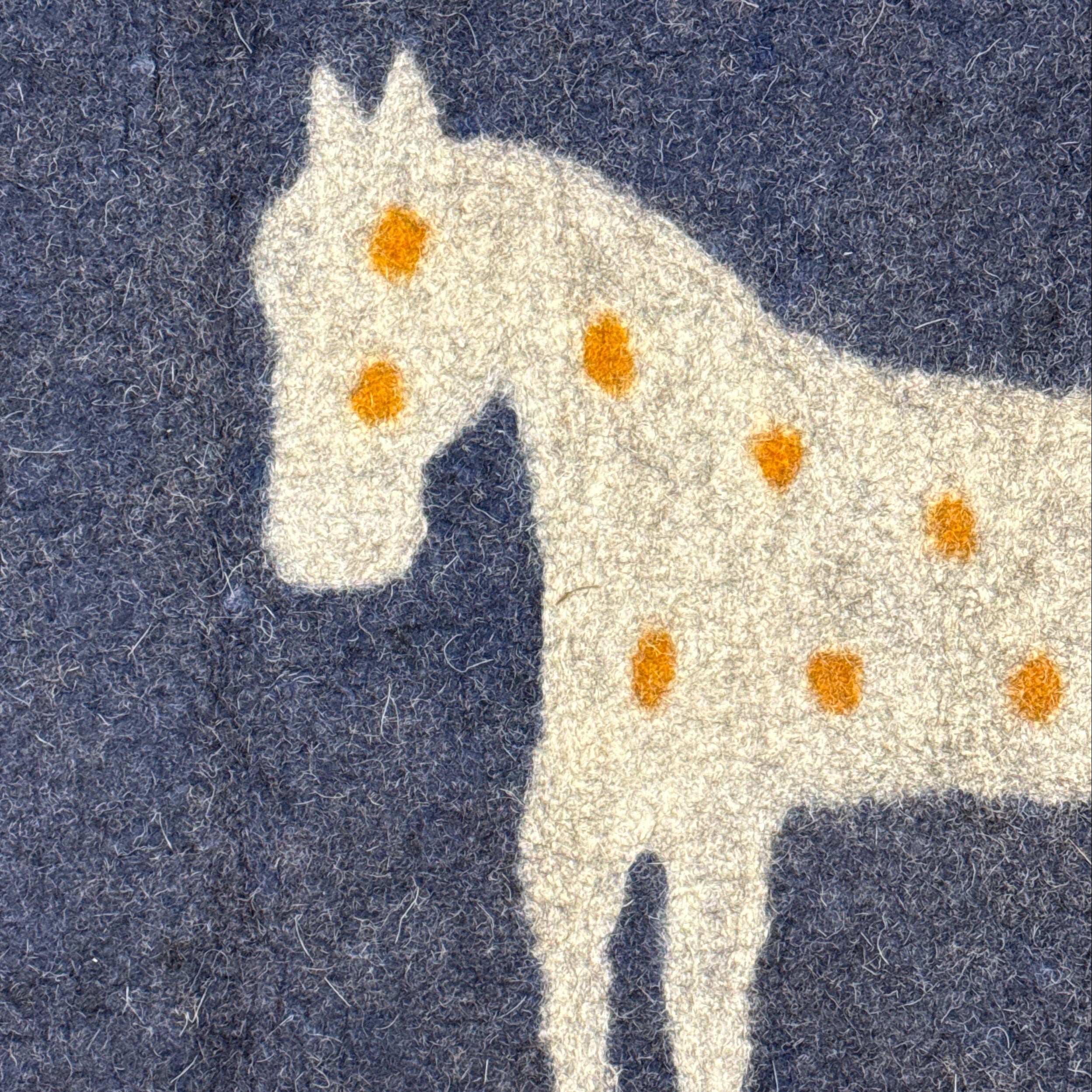 Handmade Wool Felt Pony Blue Rug Afghanistan (30x48)