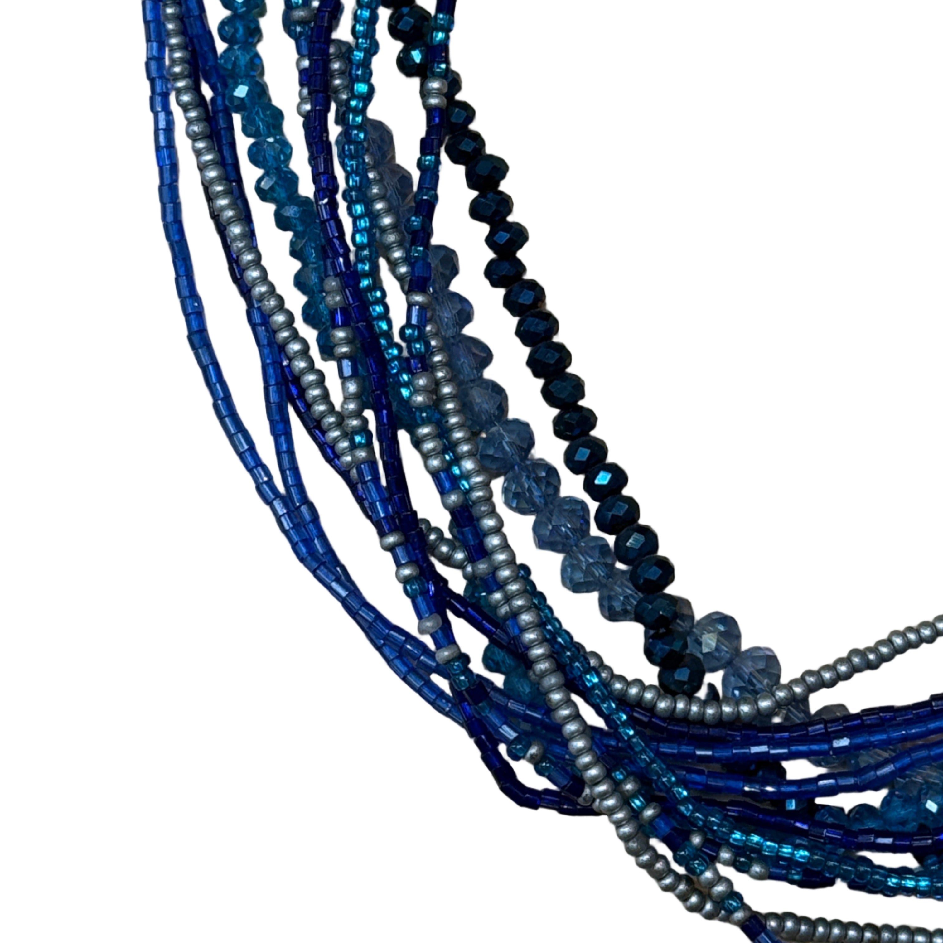 Handmade 12 Strand Deep Blues Beaded Necklace Guatemala