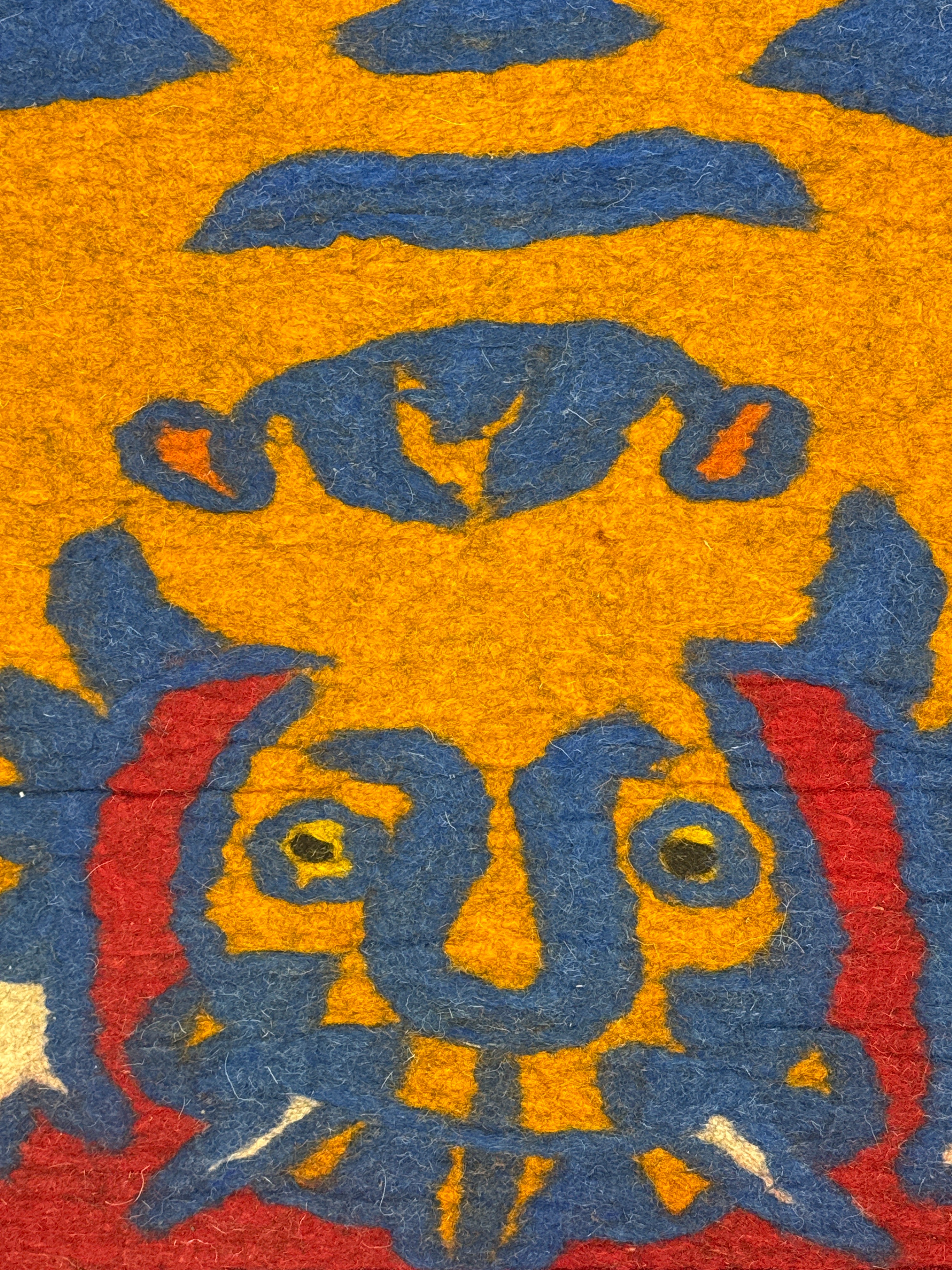 Handmade Wool Felt Orange Tiger Rug Afghanistan (30x48)