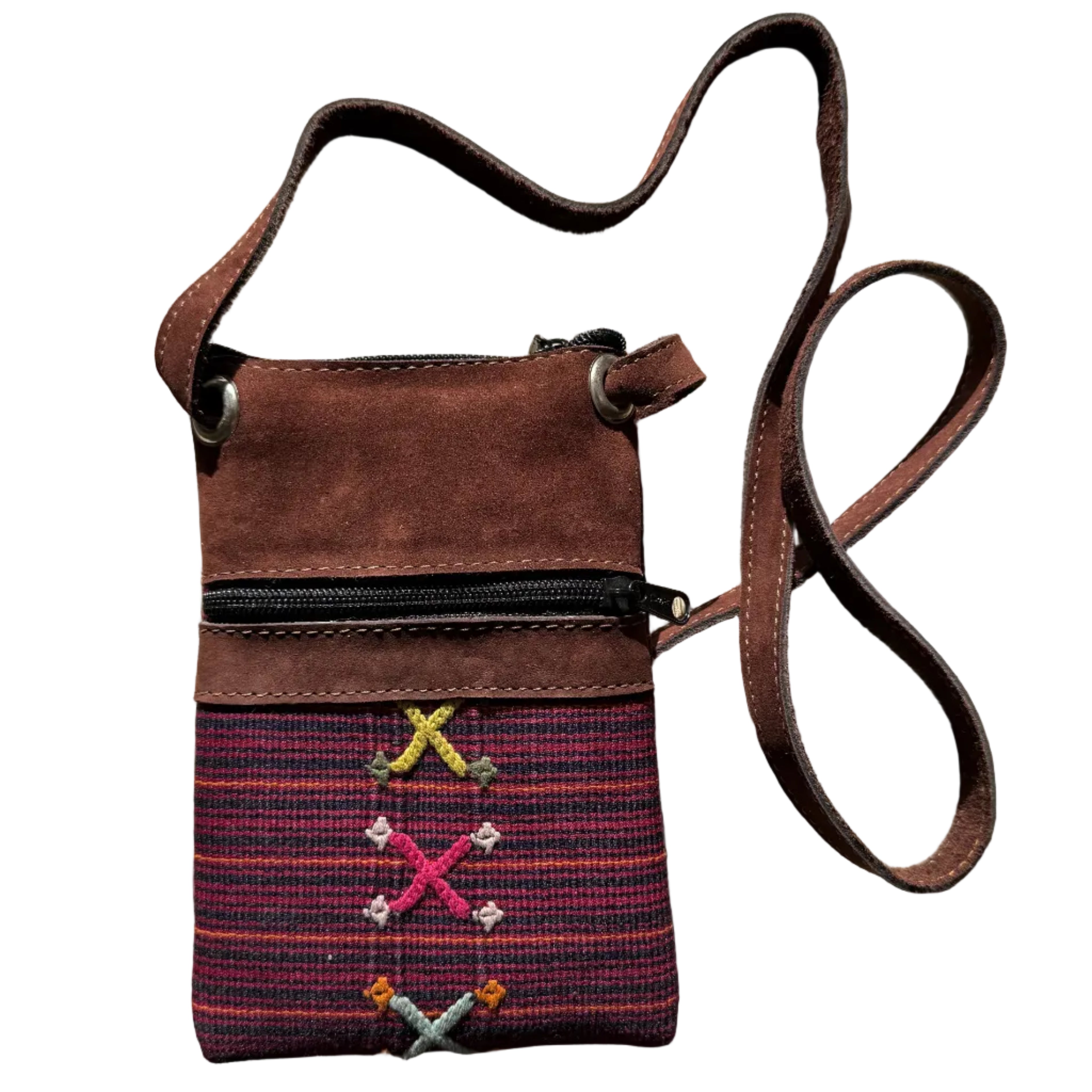 Cross Shoulder Zipper Pouch Corte and Suede