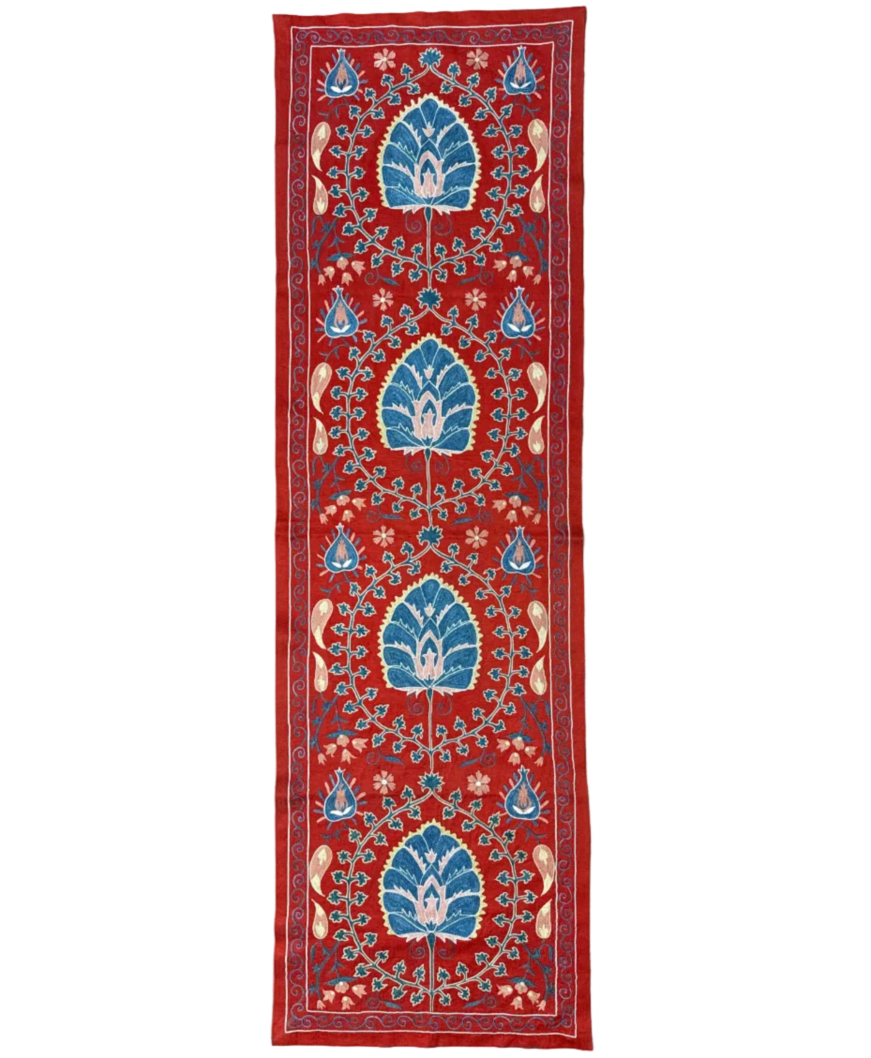 Silk Suzani Table Runner Uzbekistan (19x64)