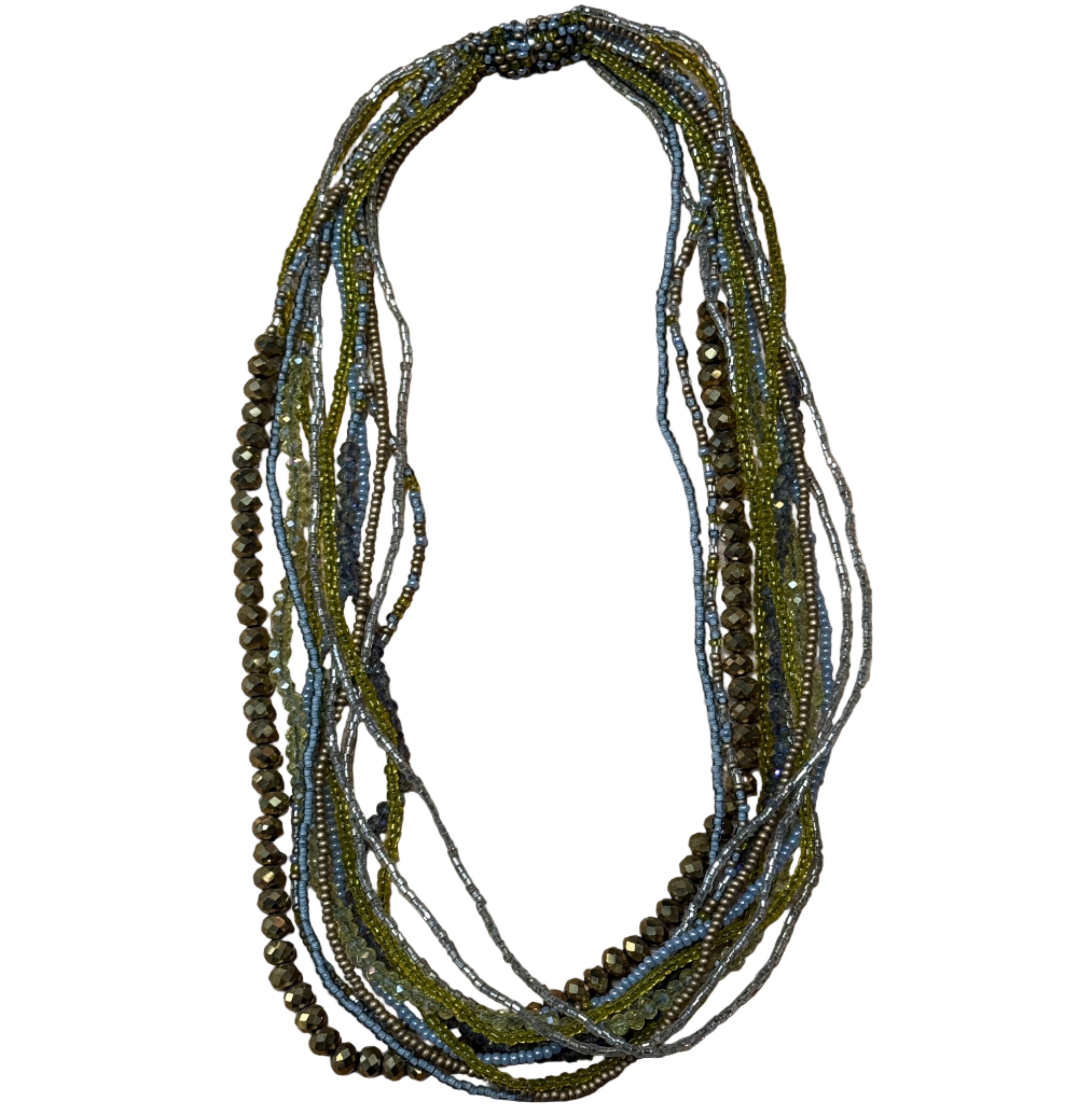 Handmade 12 Strand Earth Beaded Necklace Guatemala