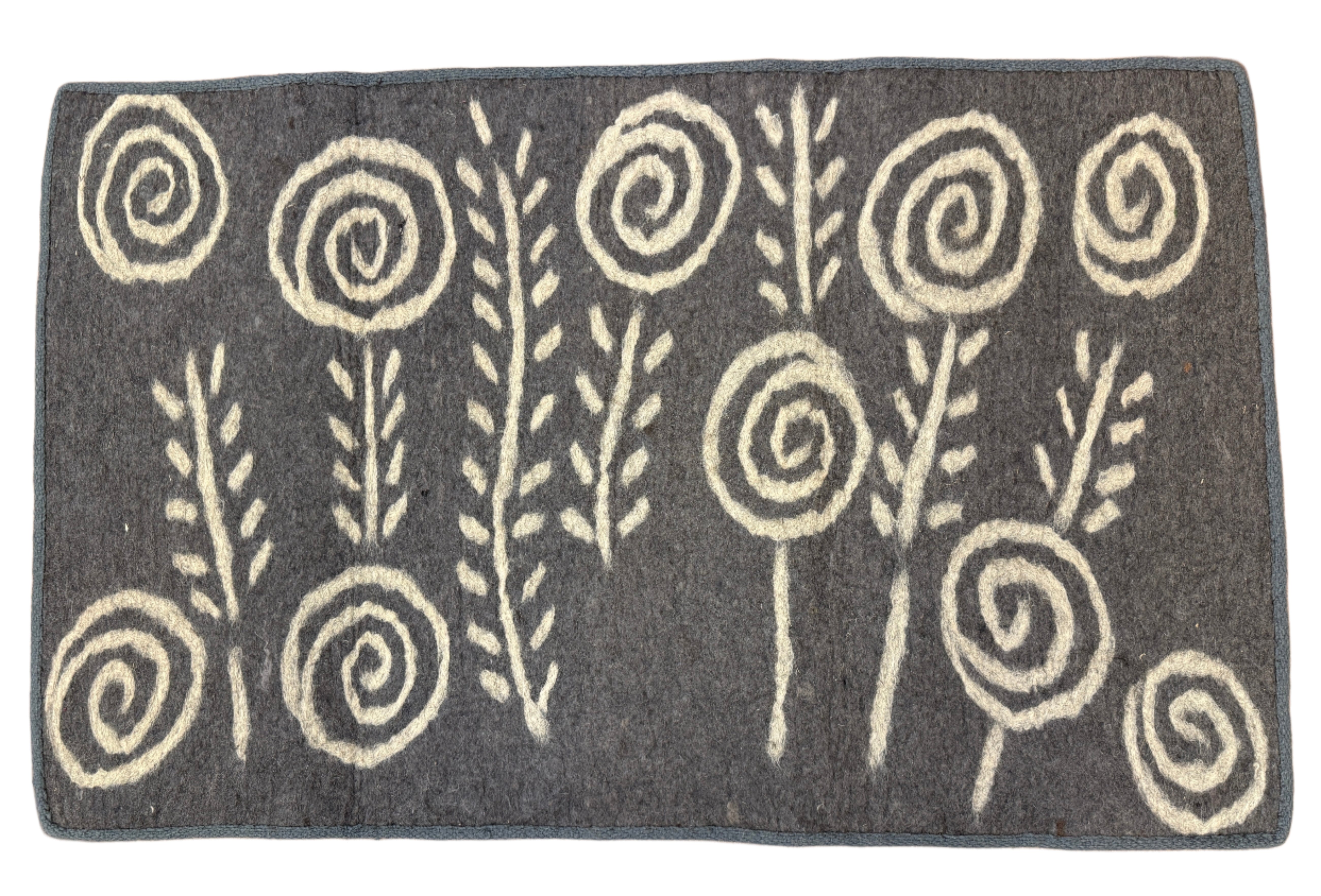 Handmade Wool Felt Spiral Flowers Rug Afghanistan (30x48)