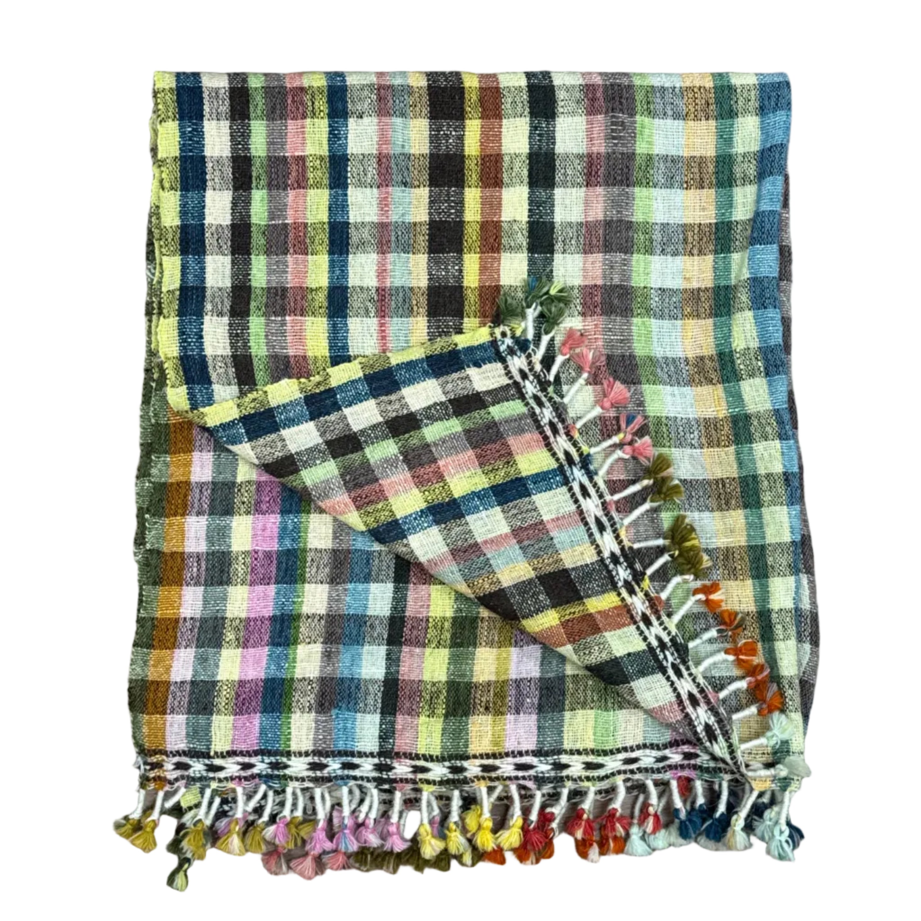 Handwoven Wool Rainbow Dupatta Curtain/Throw India