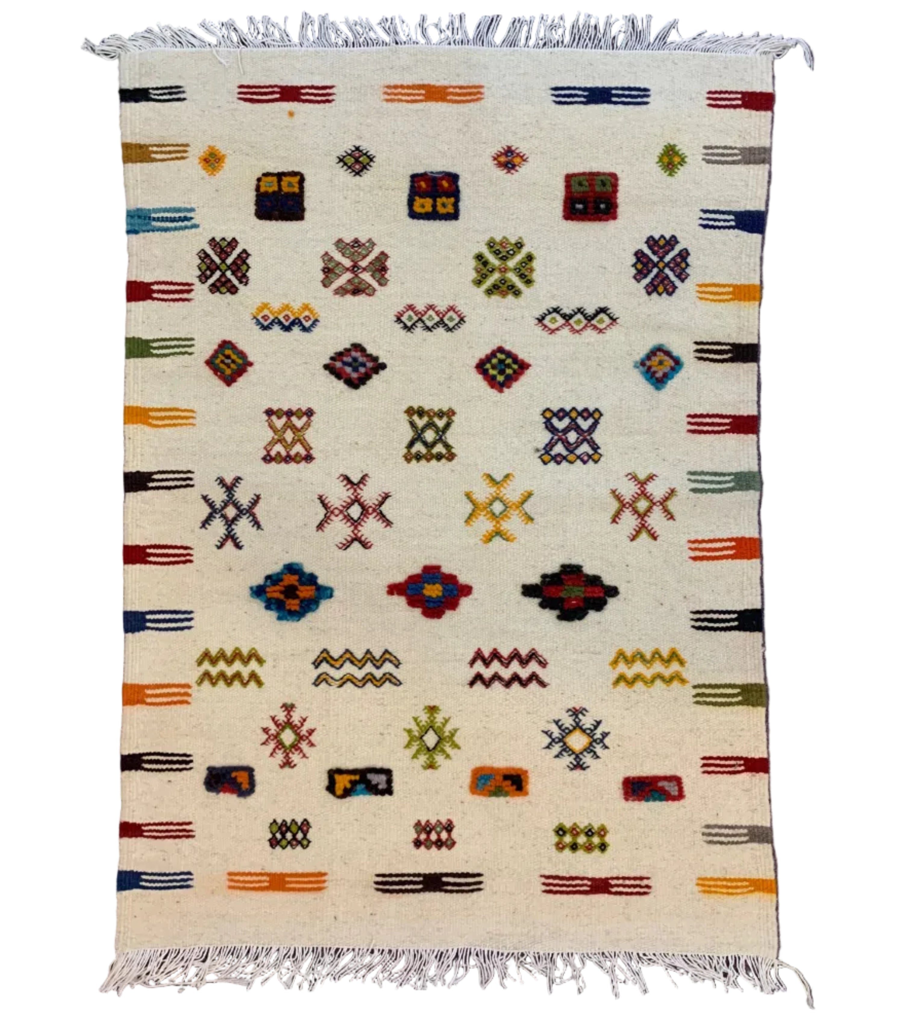 Handwoven Small Akhnif White Wool Rug