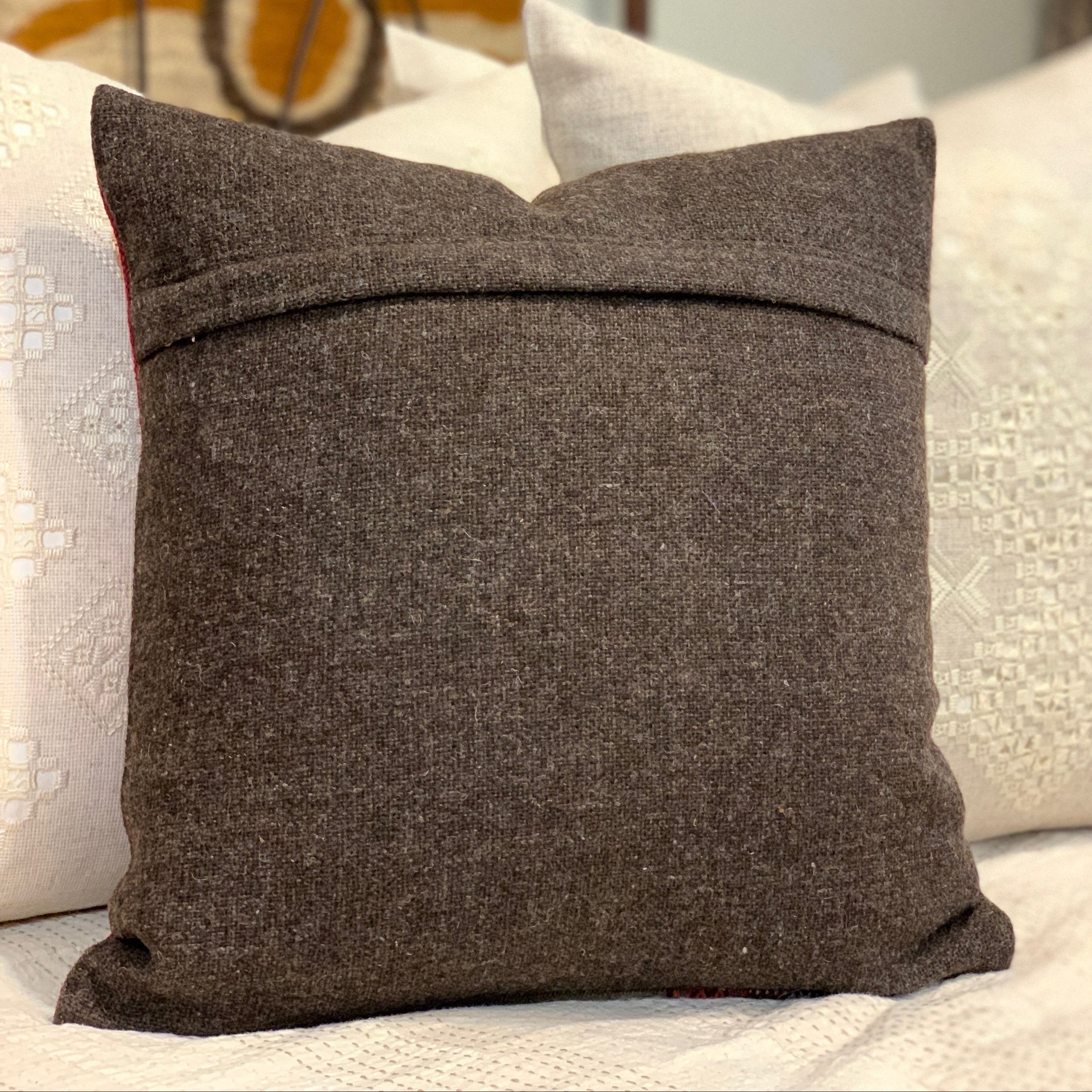 Handwoven Santo Tomas Olive Pillow Peru (16x16)