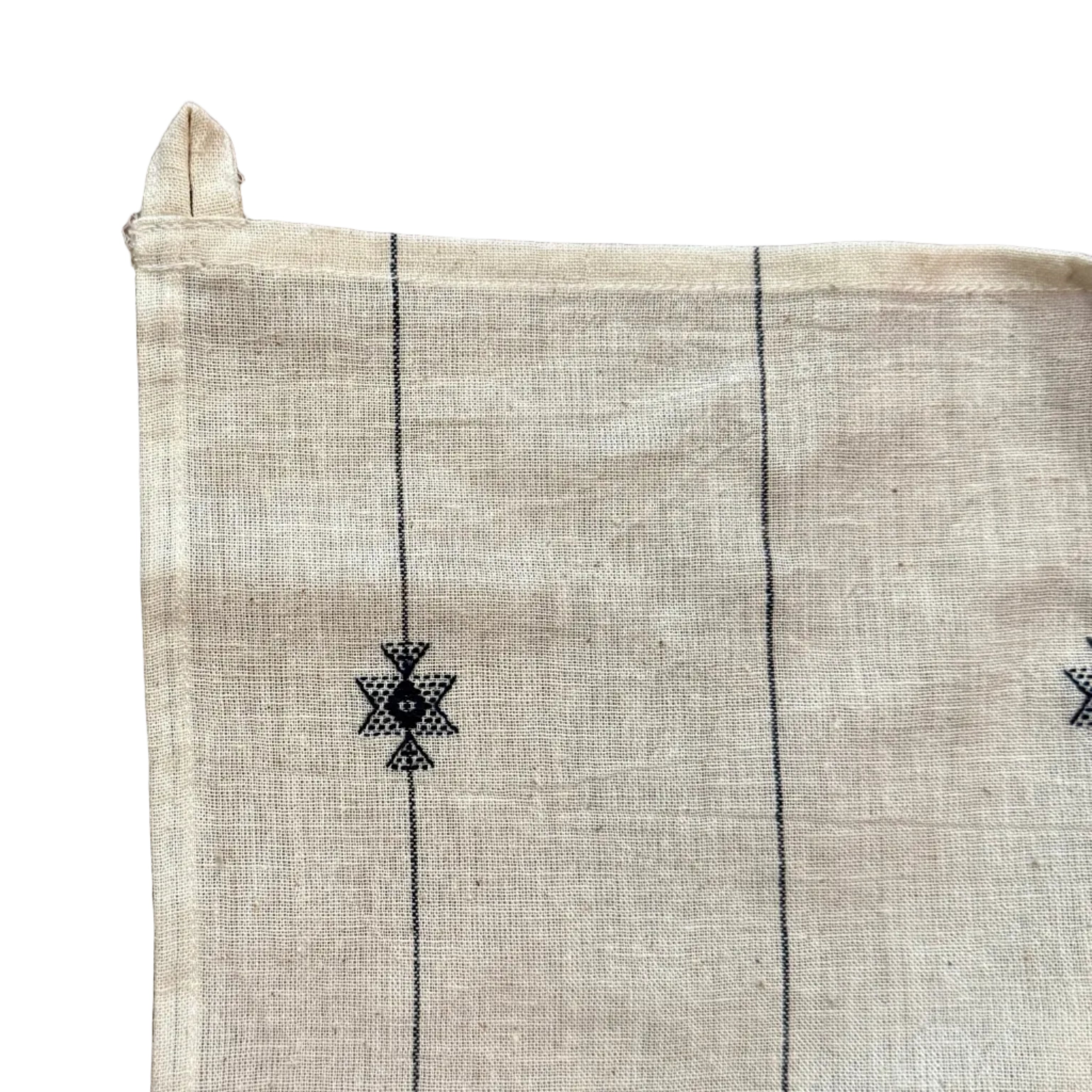 Handwoven Organic Cotton With Inlay Cafe Curtain White & Blue India