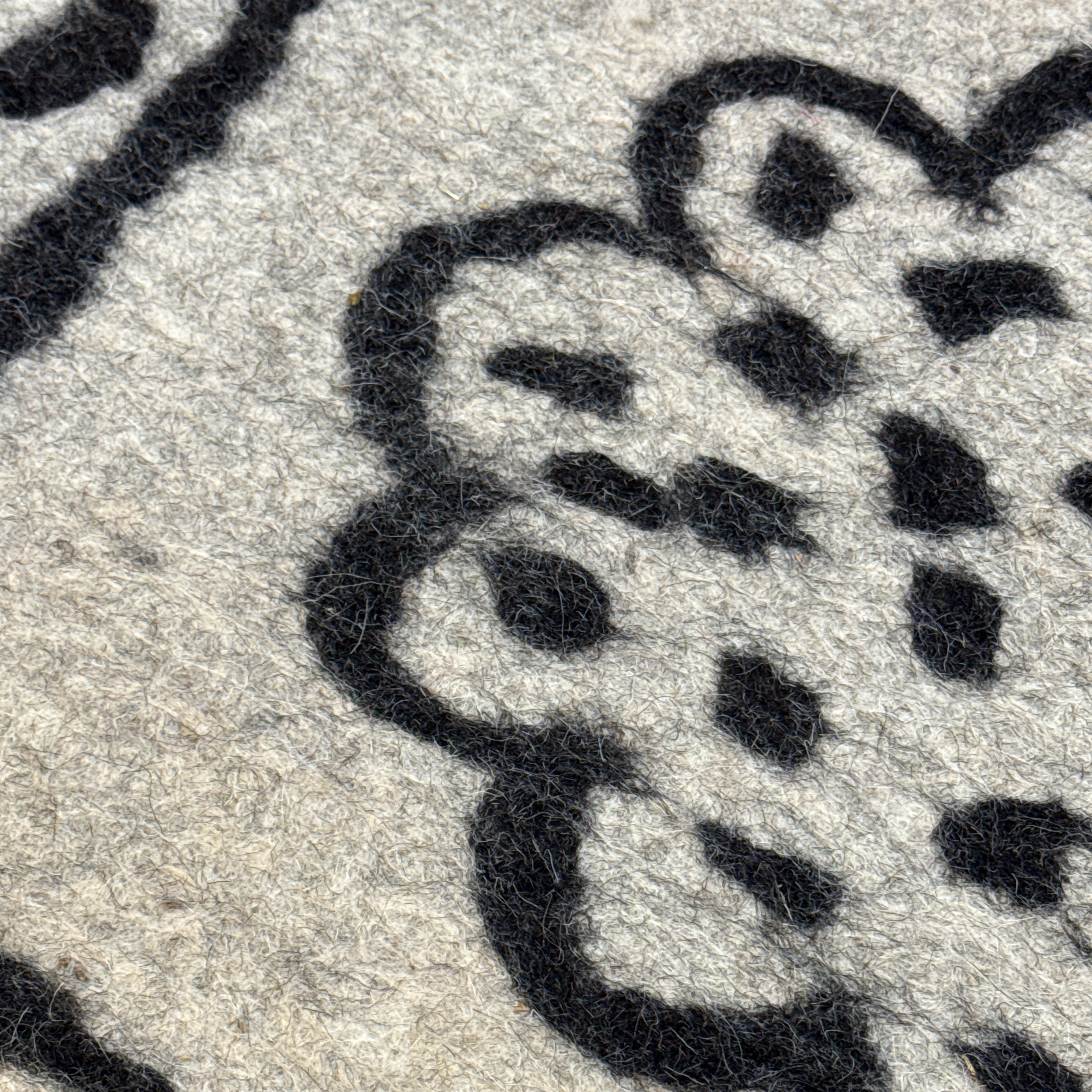 Handmade Wool Felt Charcoal Flowers Rug Afghanistan (30x48)