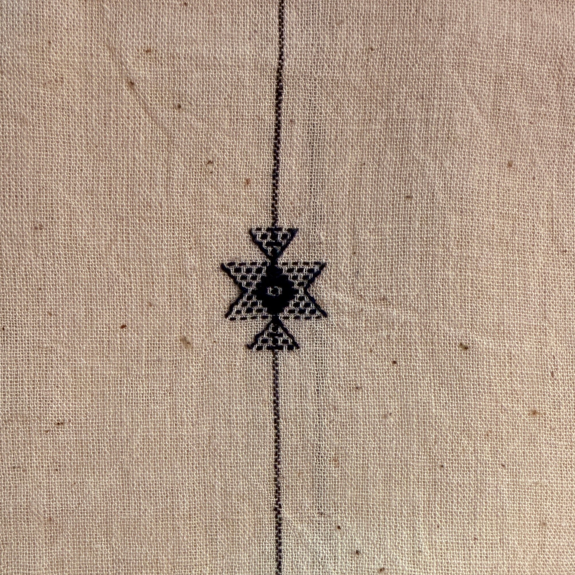 Handwoven Organic Cotton With Inlay Cafe Curtain White & Blue India