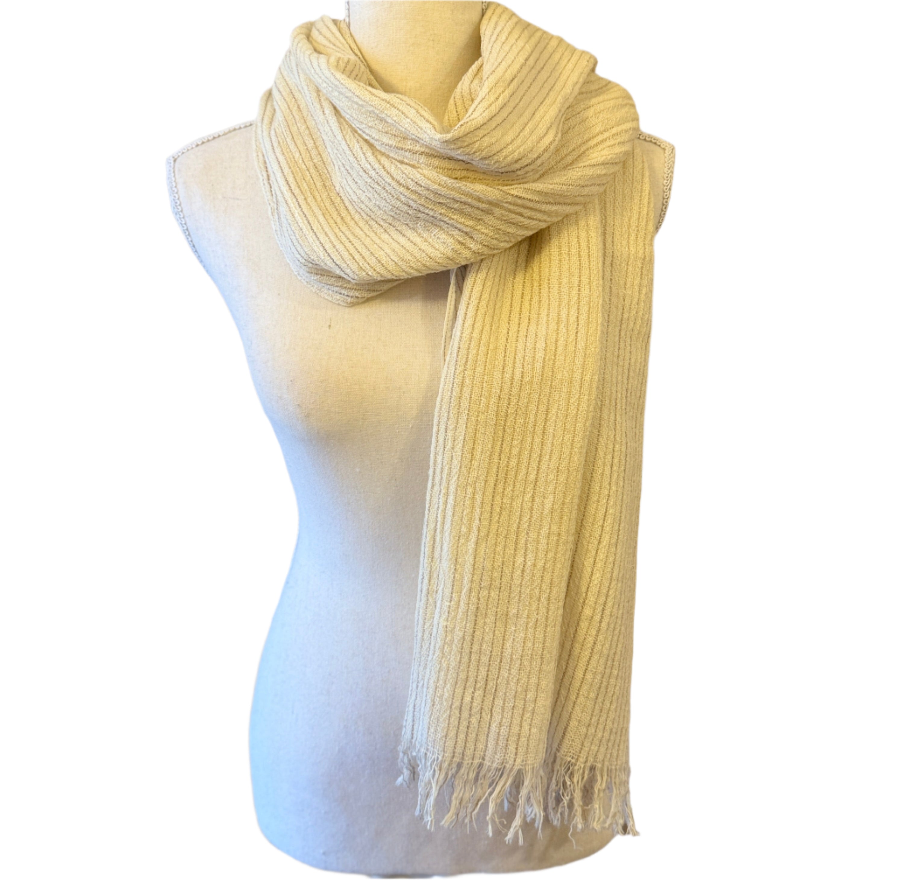 Handwoven Wool Natural Striped Scarf India