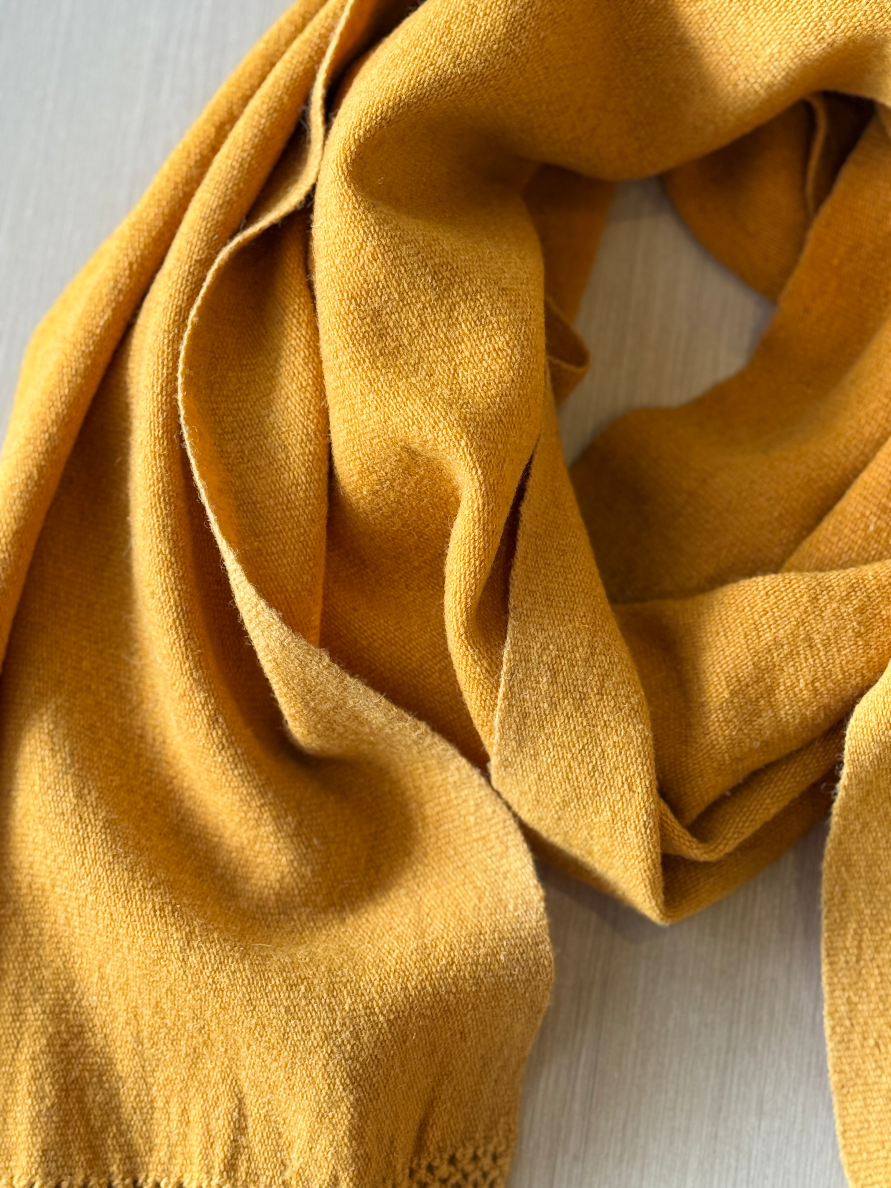 Handwoven Natural Dye Goldenrod Wool Rebozo Mexico