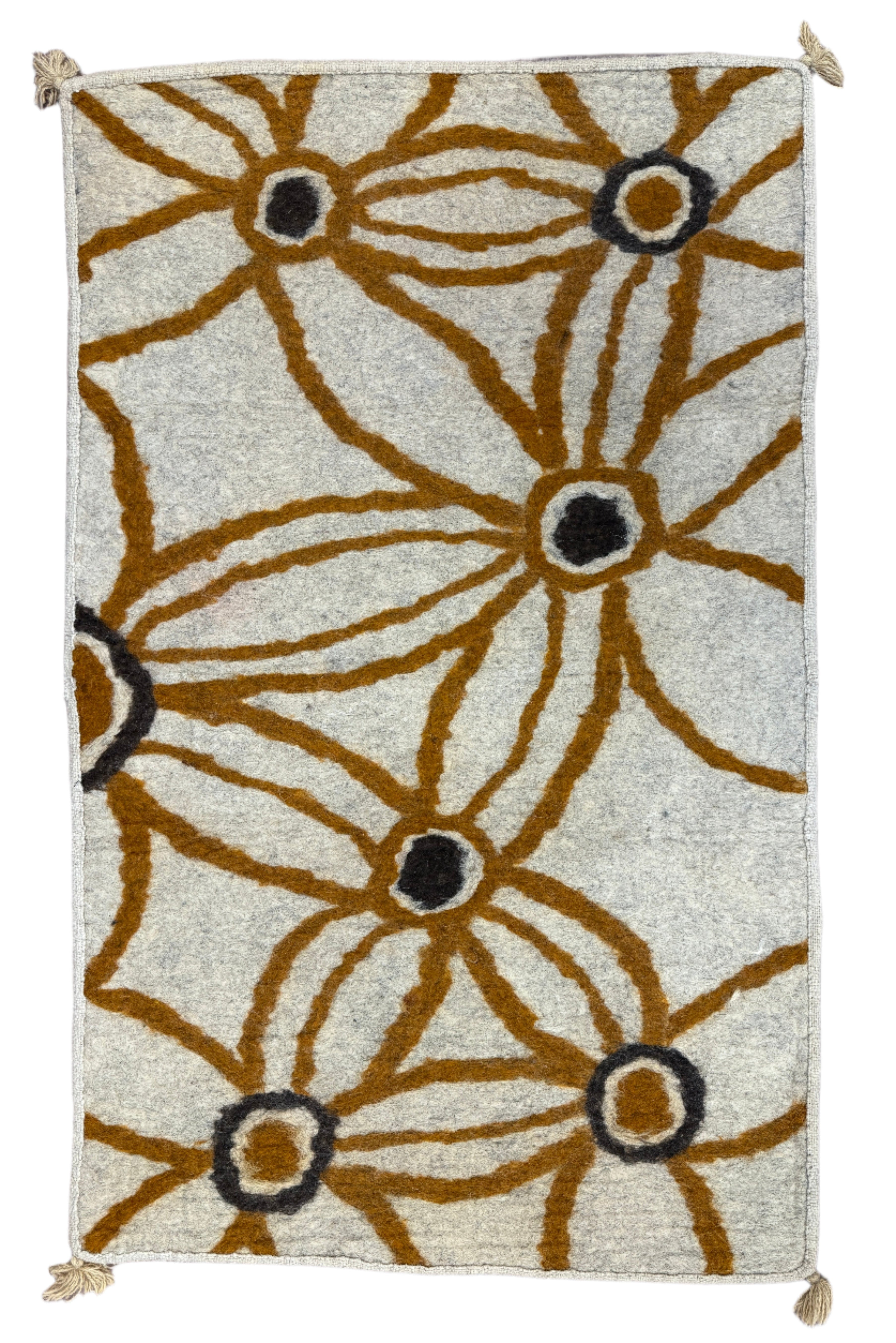 Handmade Wool Felt Rug Floral Afghanistan (30x48)
