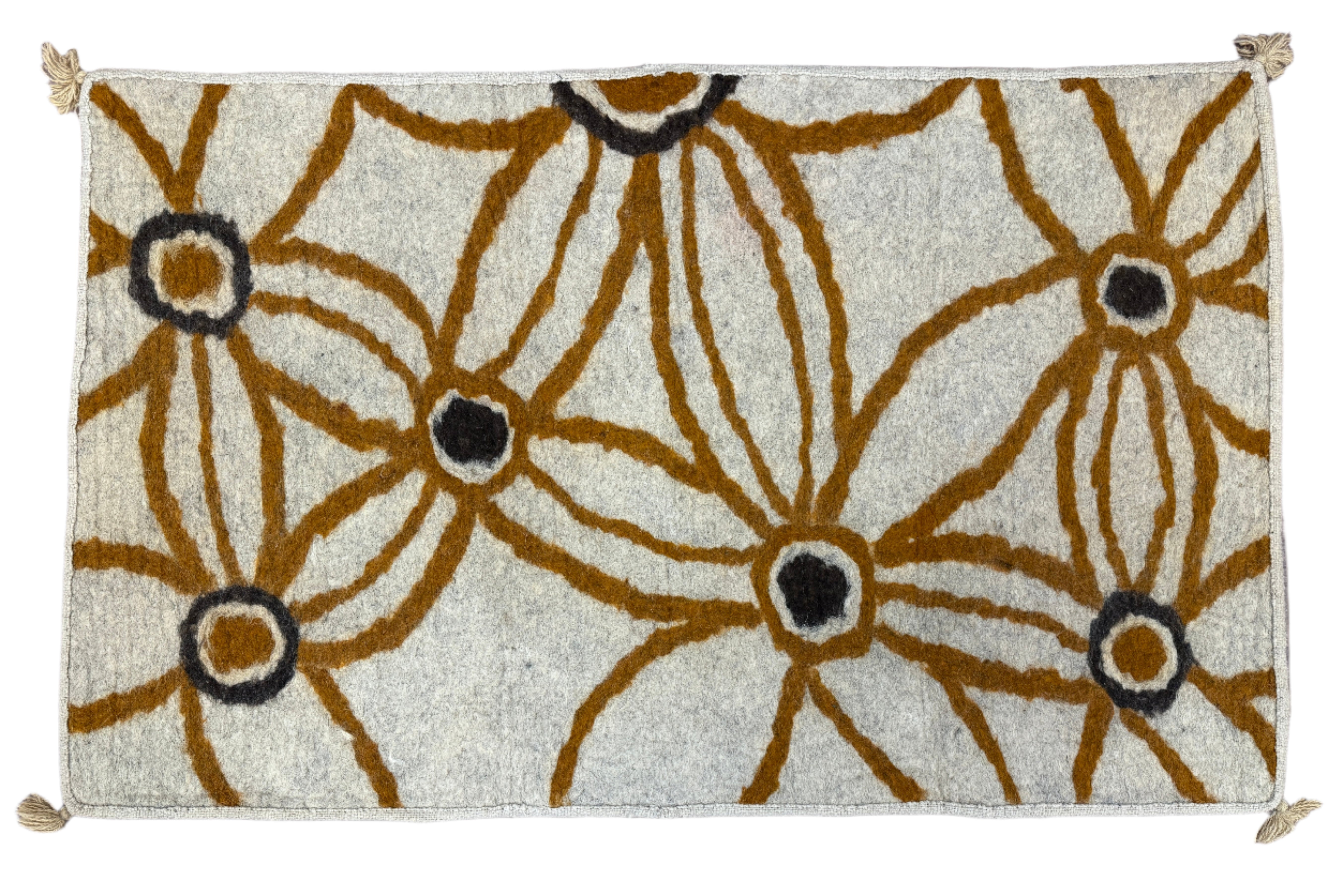 Handmade Wool Felt Rug Floral Afghanistan (30x48)