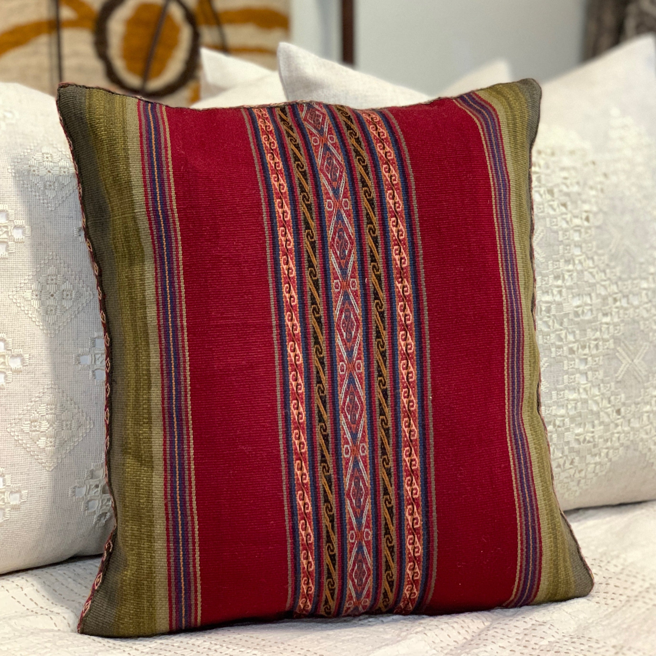 Handwoven Chinchero Red Pillow Peru (15x17)