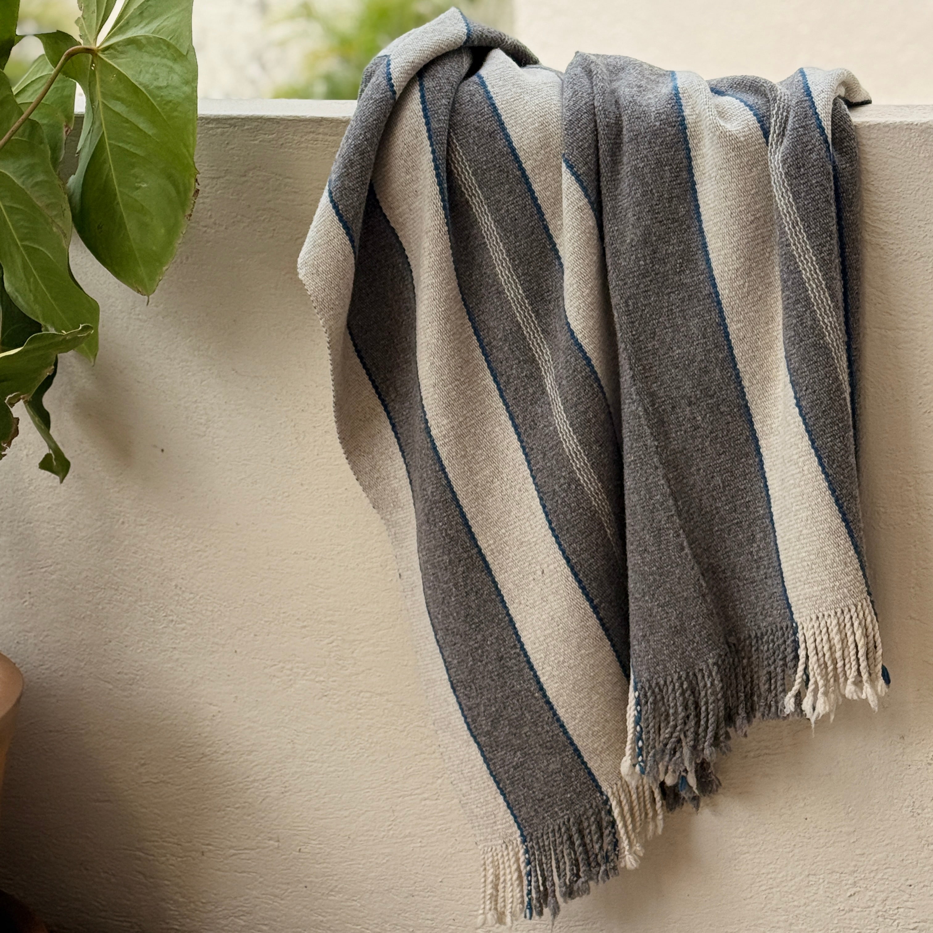 Handwoven Natural Dye Wool Throw C Mexico