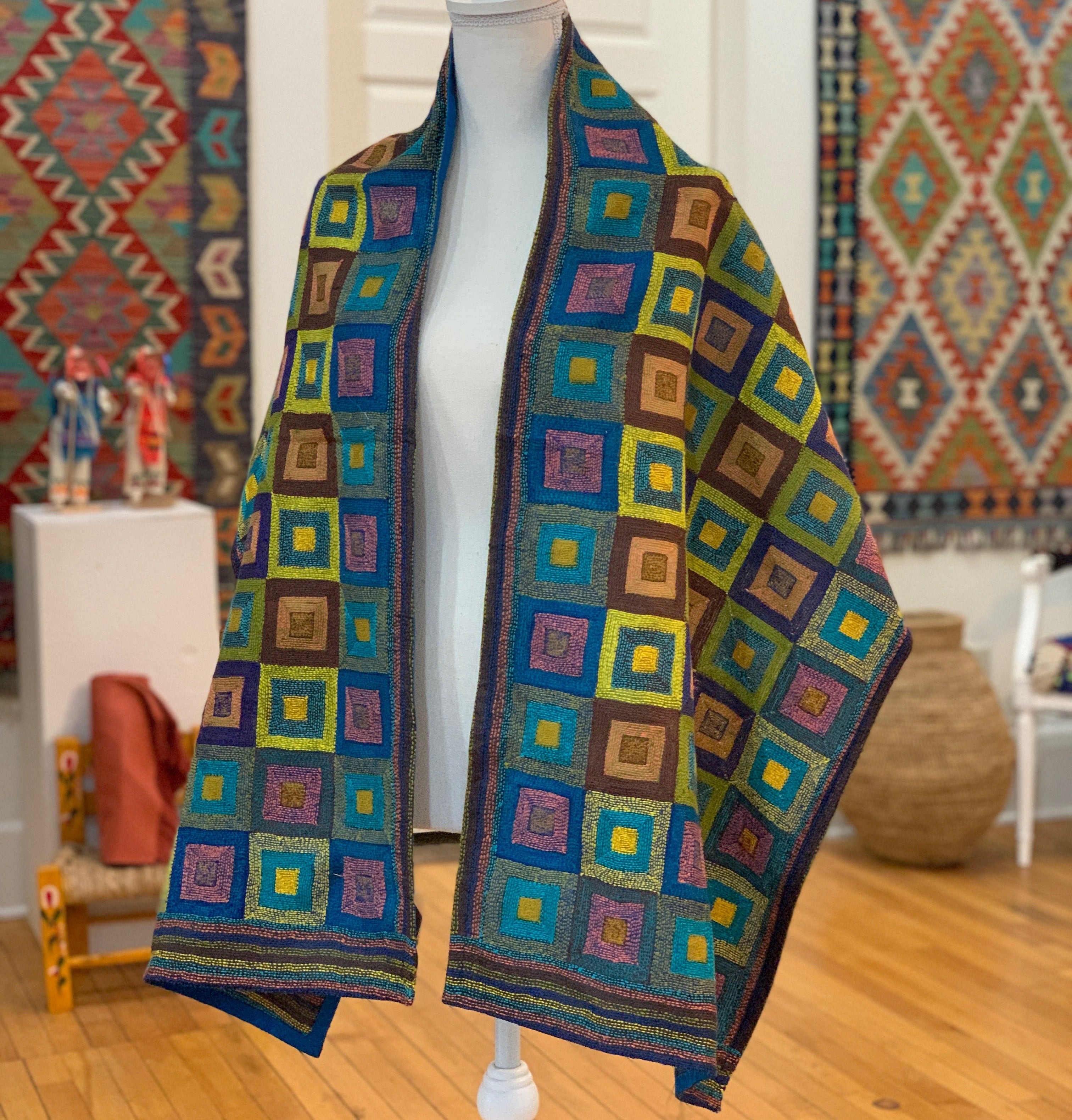 Kantha Stitched Forest Prantik Scarf India