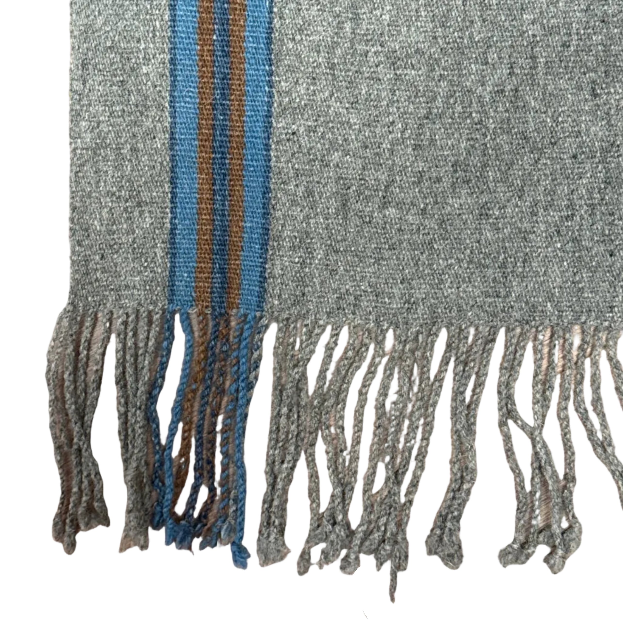 Handwoven Natural Dye Grey Wool Throw Mexico