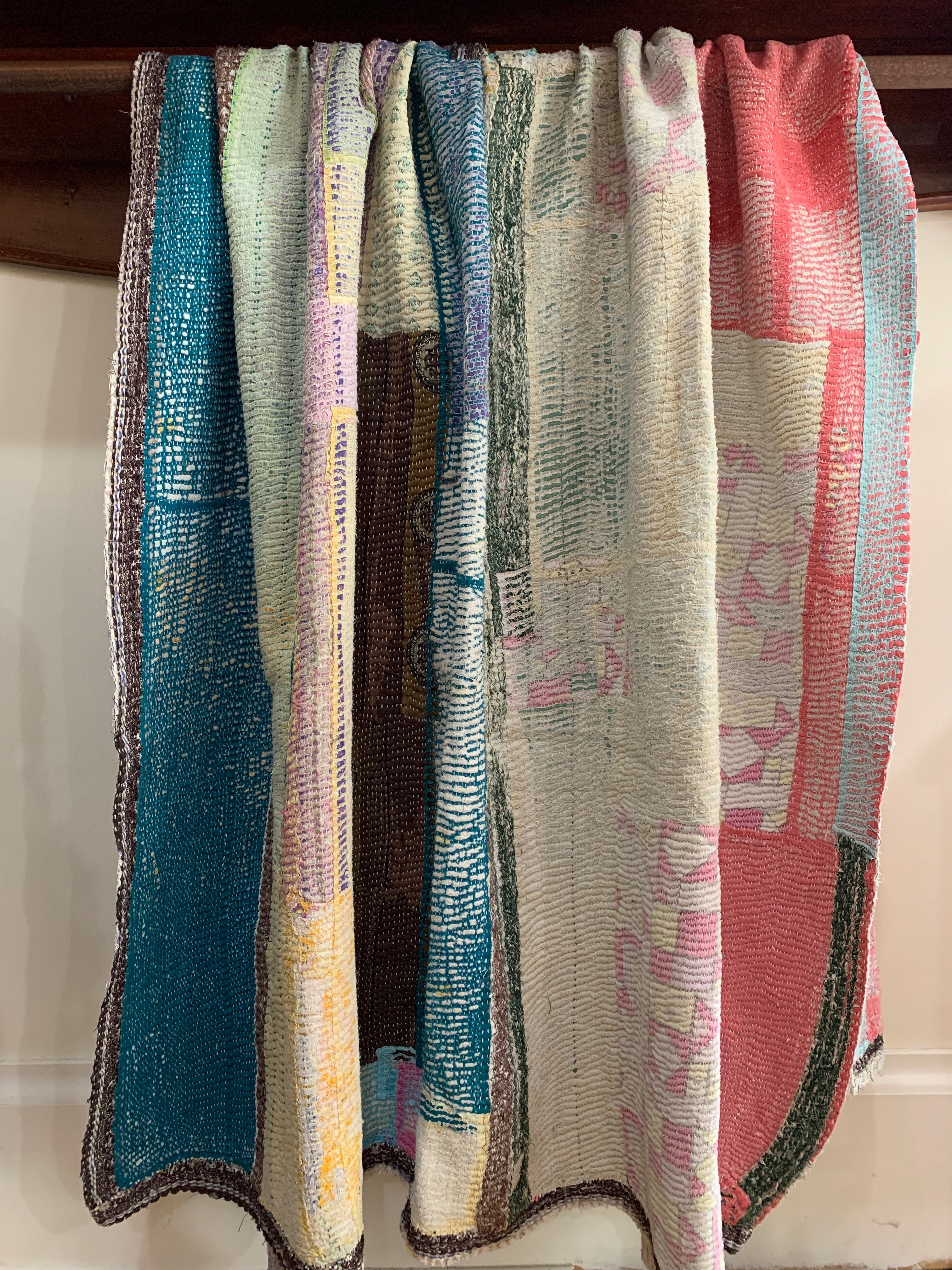 Handmade Kantha Forest Patchwork Quilt India