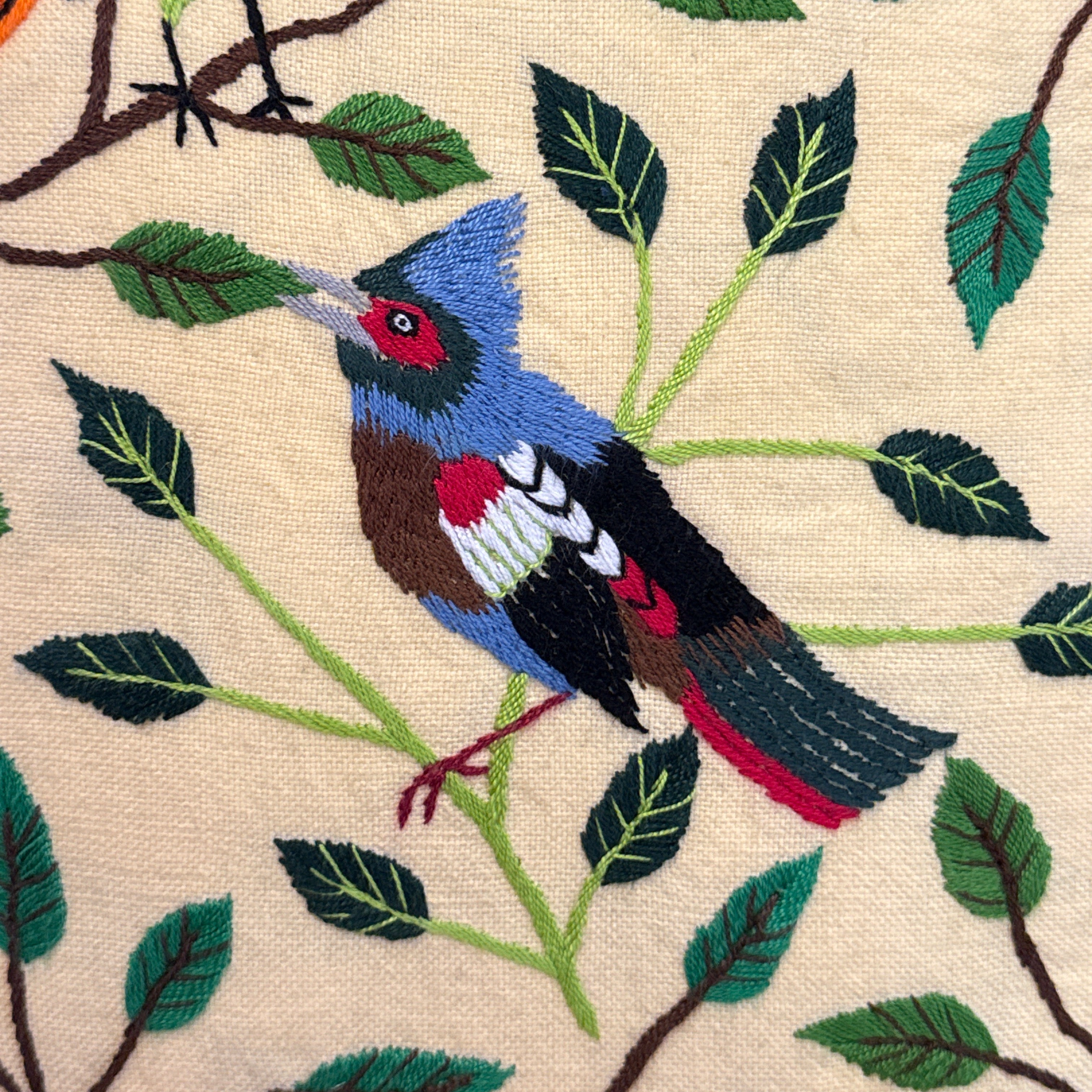Handwoven and Hand Embroidered Butter Bird Pillow Guatemala