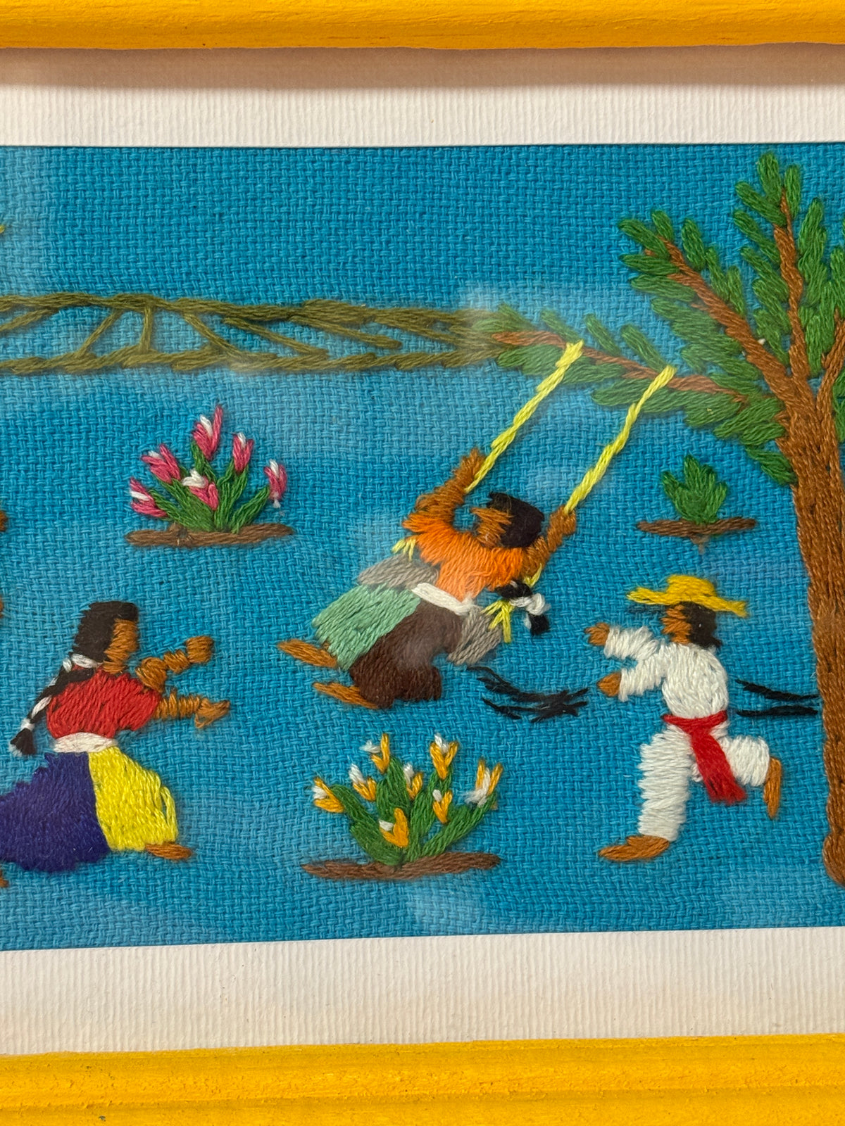 Embroidered Kids Playing Frame Mexico