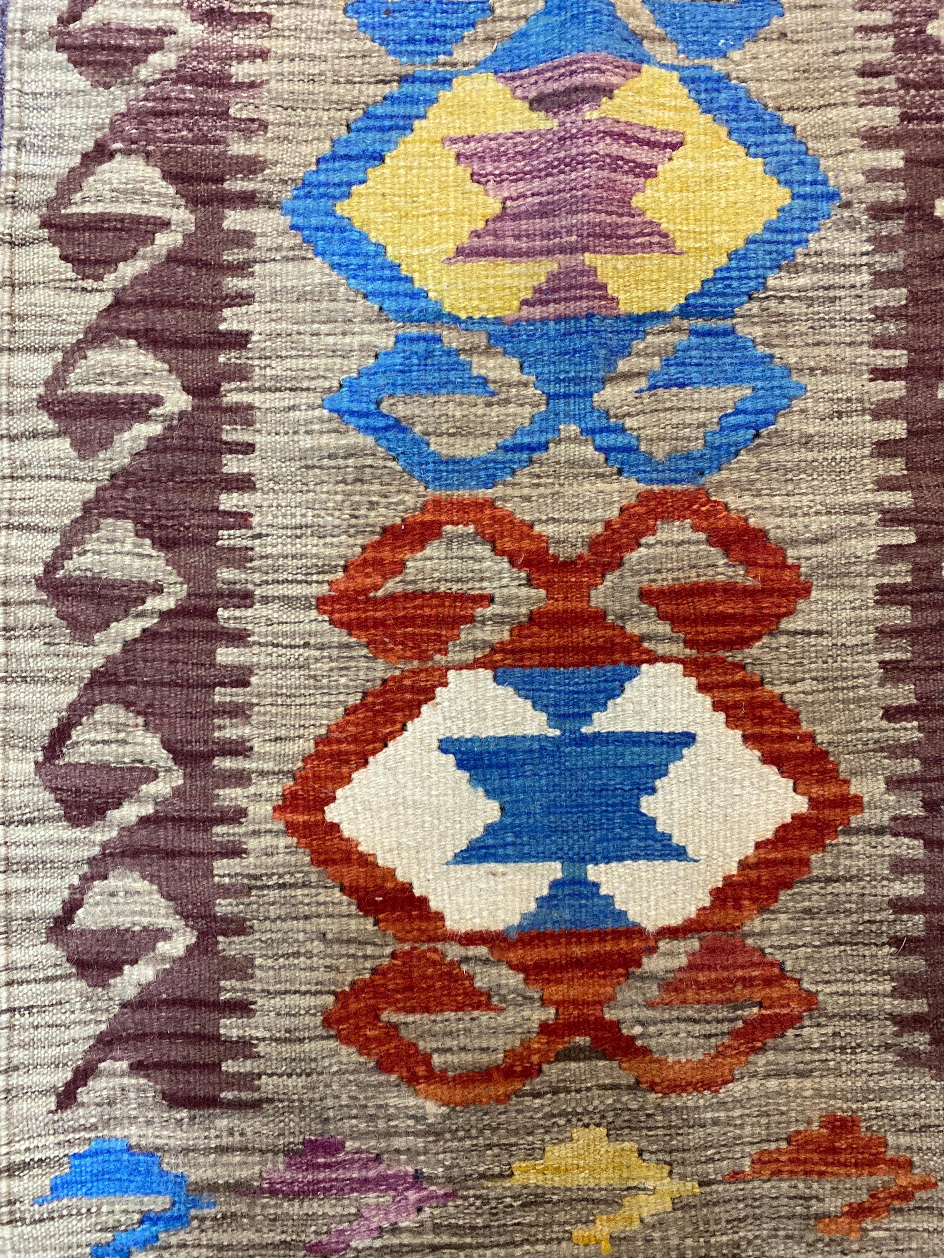 Handwoven Wool Kilim Runner Rug  Afghanistan 26x35 - 24034