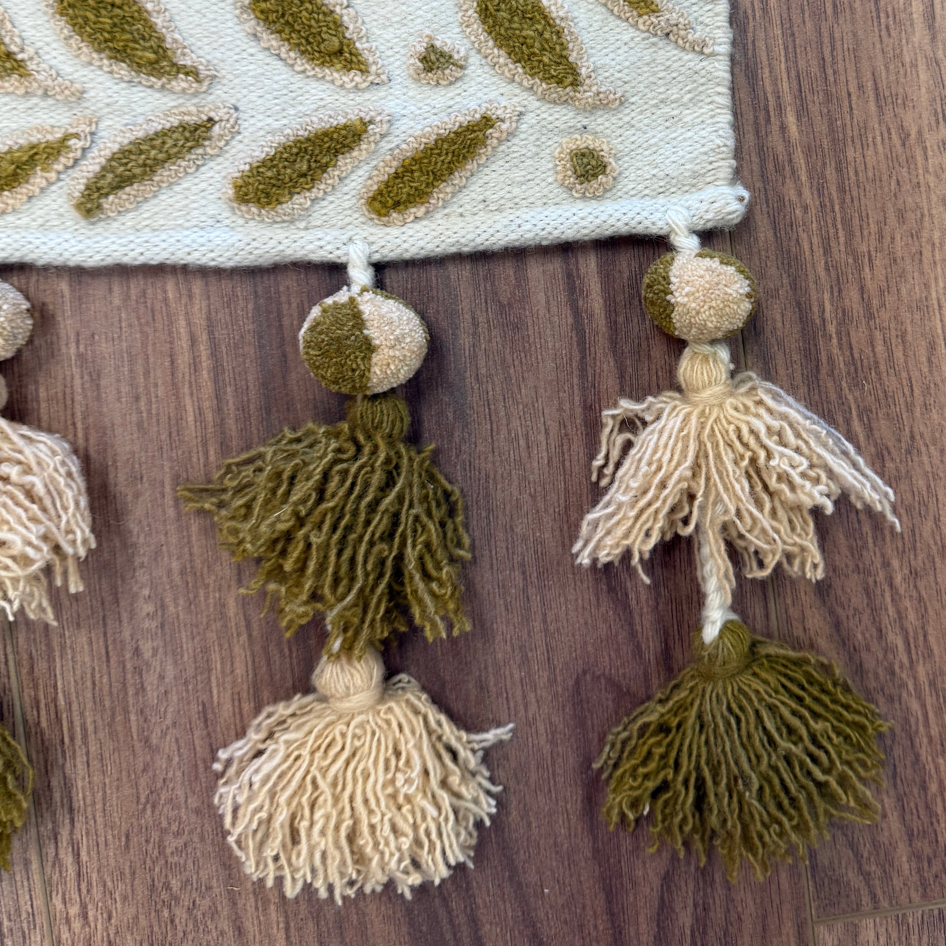 Embroidered Olive Wool Table Runner Peru